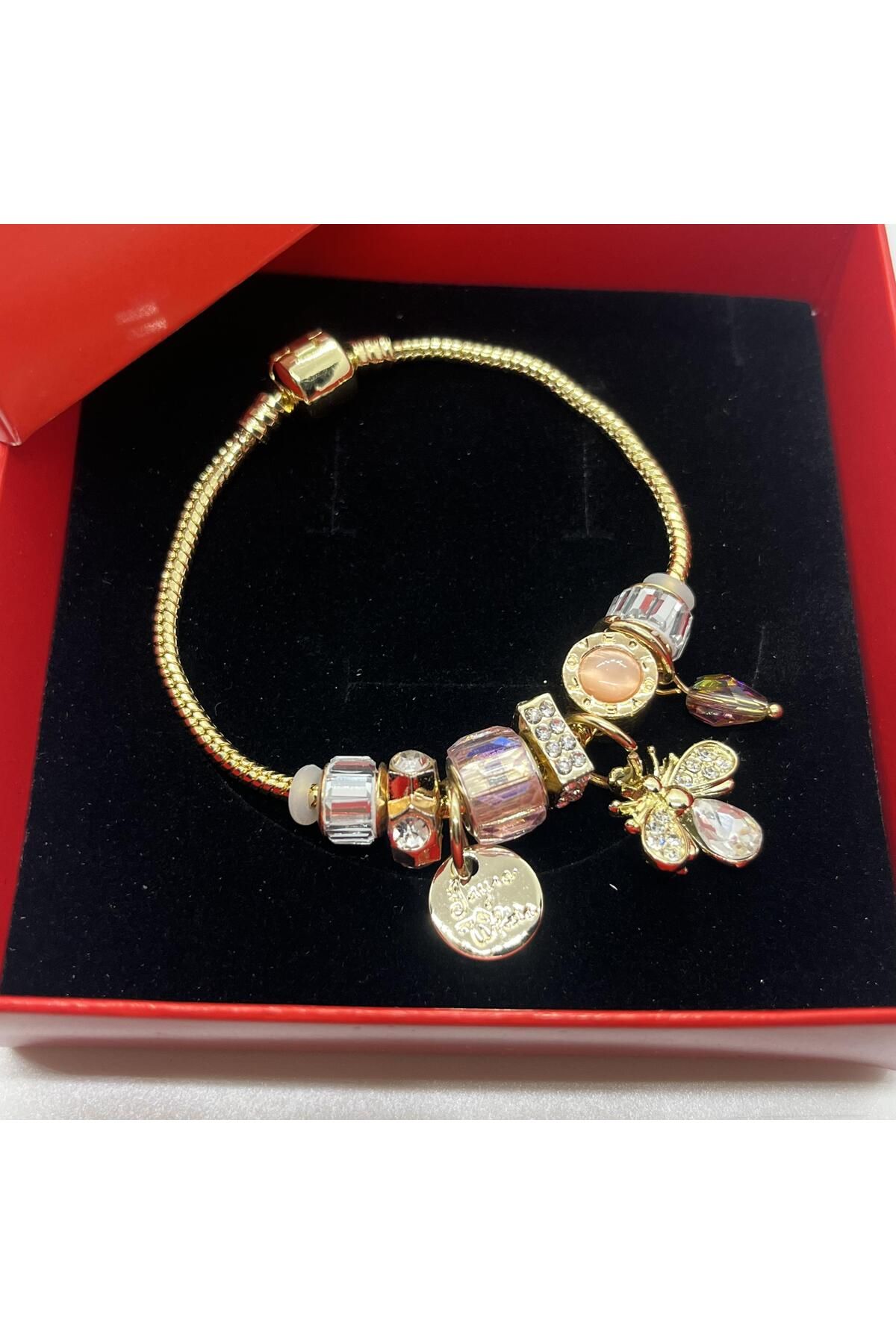 Bubu Accessories Kadın Altın(Gold) Renk Pandoraa Model Charmlı Çelik Bileklik