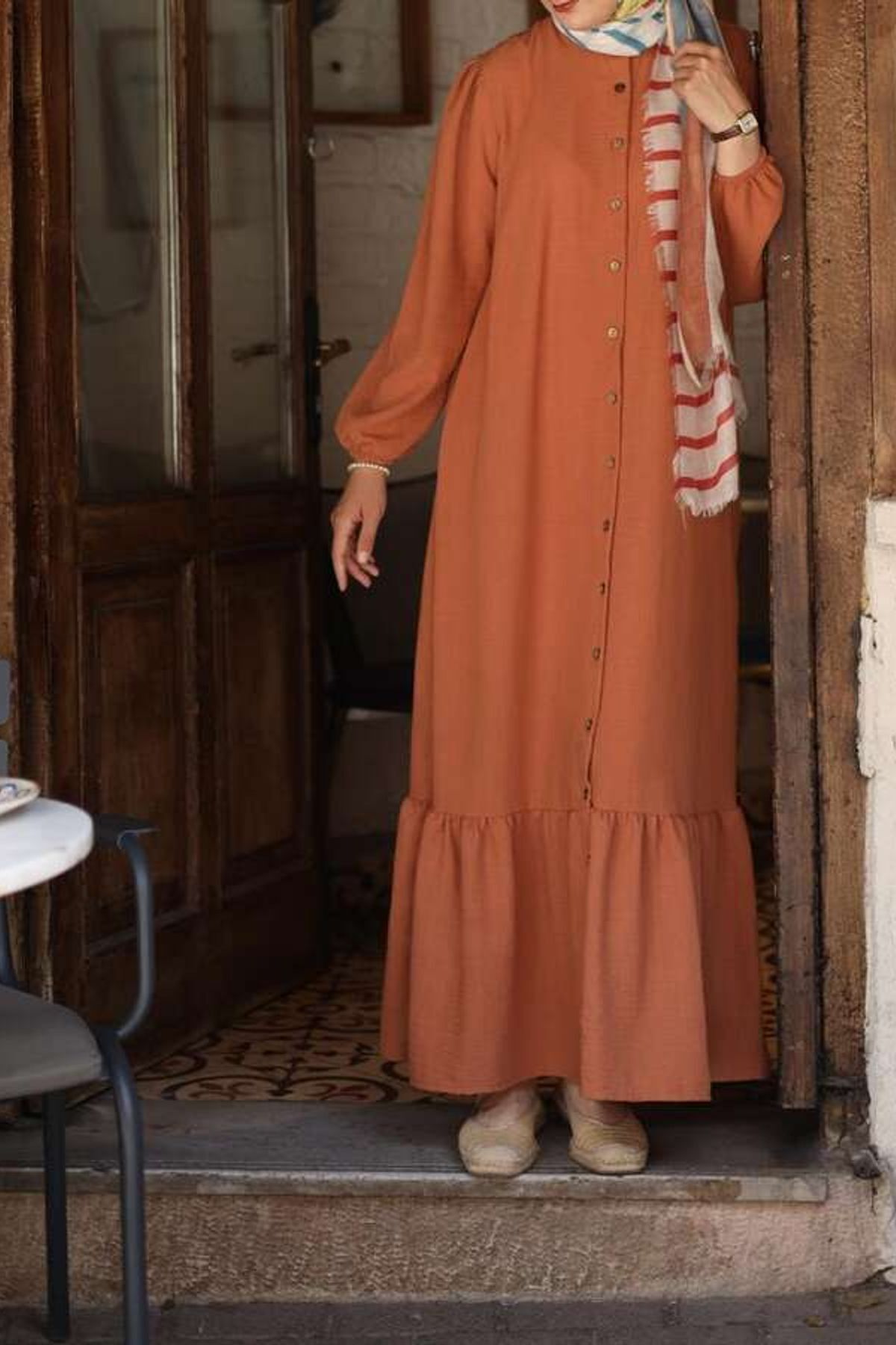 ESRA KEKÜLLÜOĞLU Kadın Pendik Koton Elbise-Kiremit