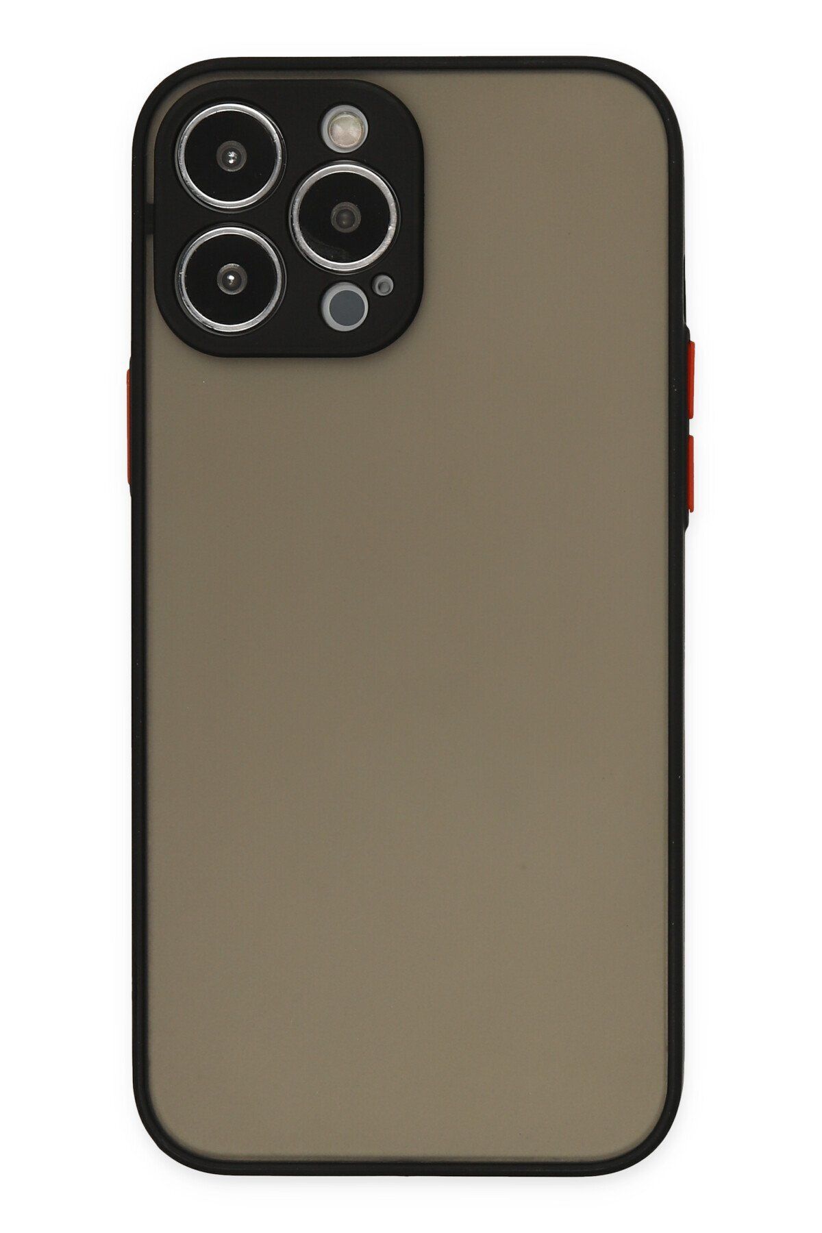 CaseWorld Apple iPhone 15 ProMax Kılıf Kamera Korumalı Kenarlı Renkli Düğmeli Arkası Mat Arka Kapak - Siyah