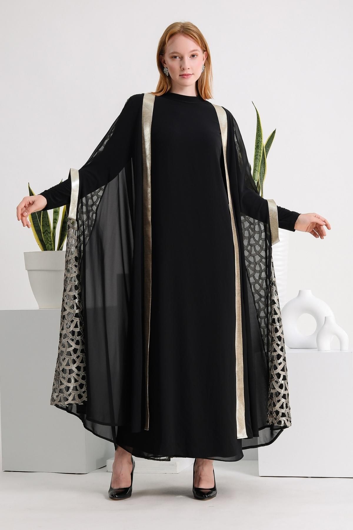 Melisa Boutique By Selma Özkan Lamarkine desenli pelerin abaya