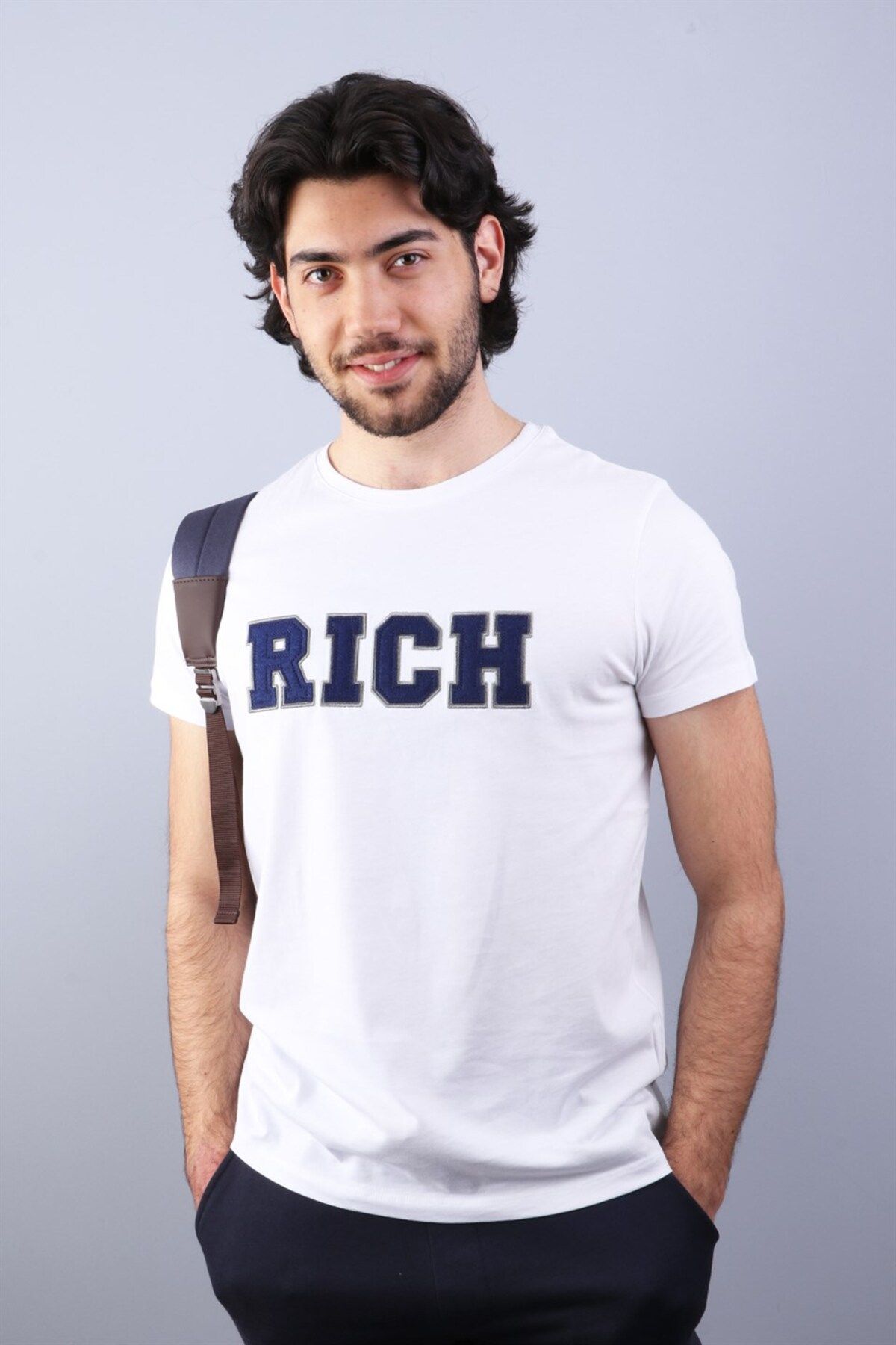 Rich Erkek Nakış Baskılı T-shirt