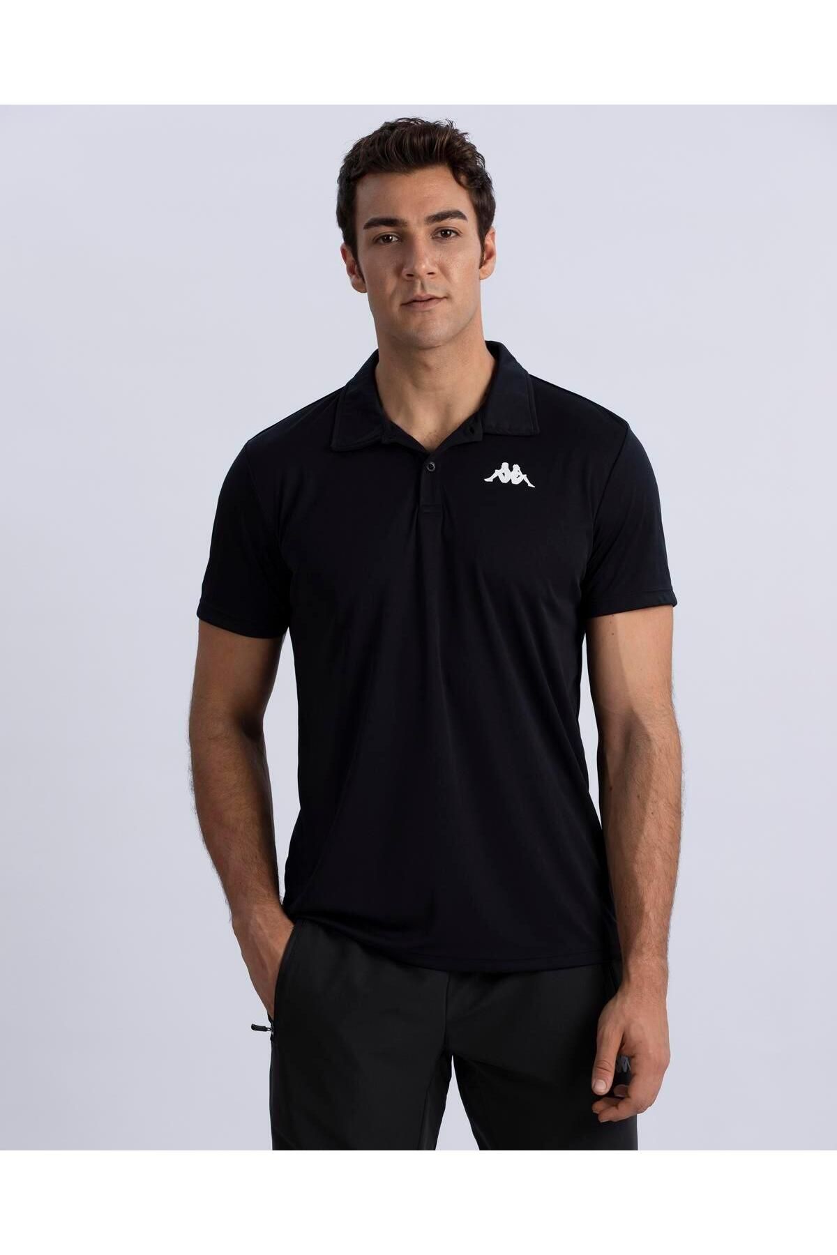 Kappa Kombat Poly Polo Erkek Siyah Regular Fit Polo Tişört