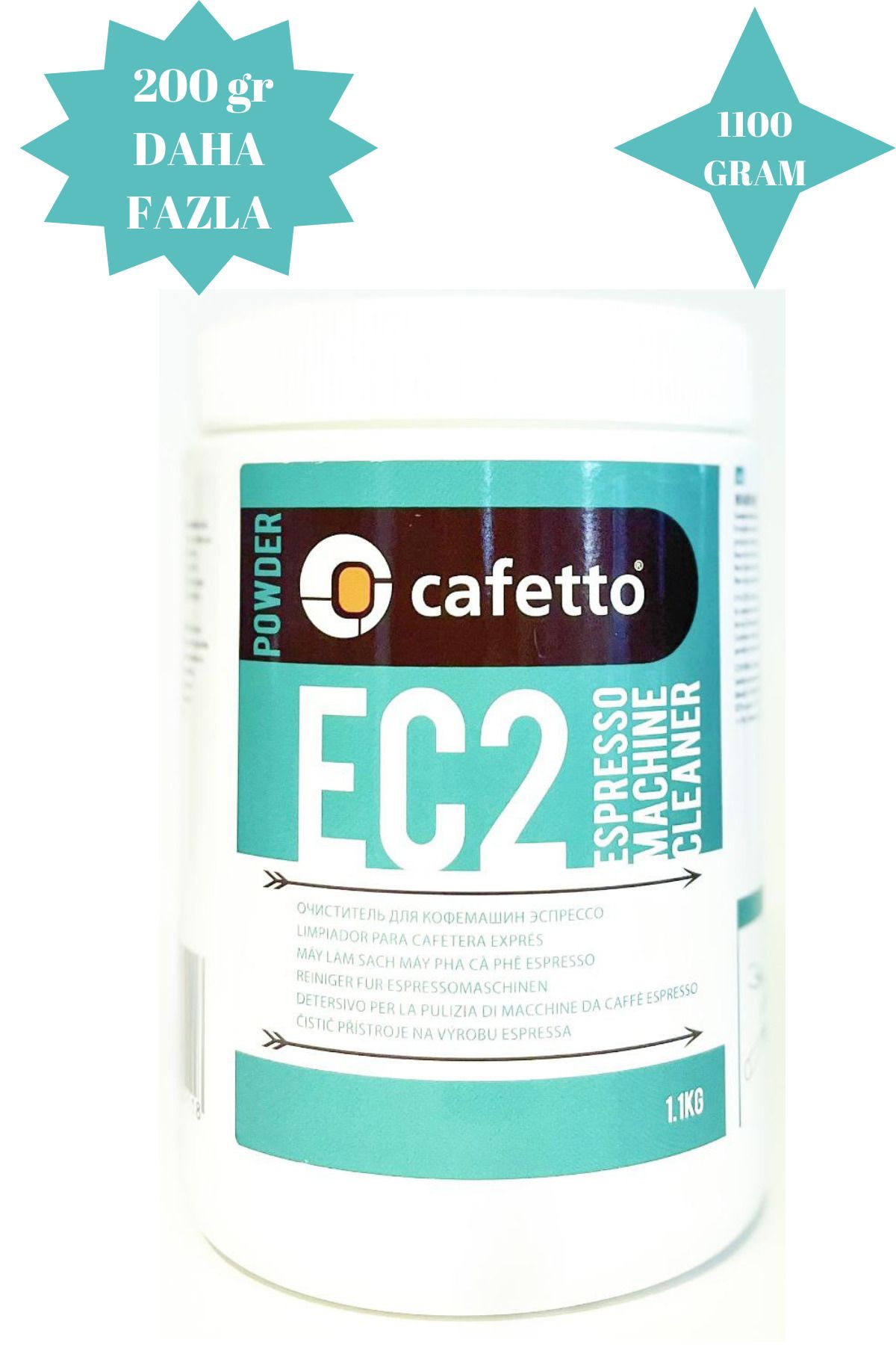 Cafetto EC2 GELENEKSEL ESPRESSO KAHVE MAKİNESİ TEMİZLEYİCİSİ ORGANİK TEMİZLEME TOZU 1100 GR