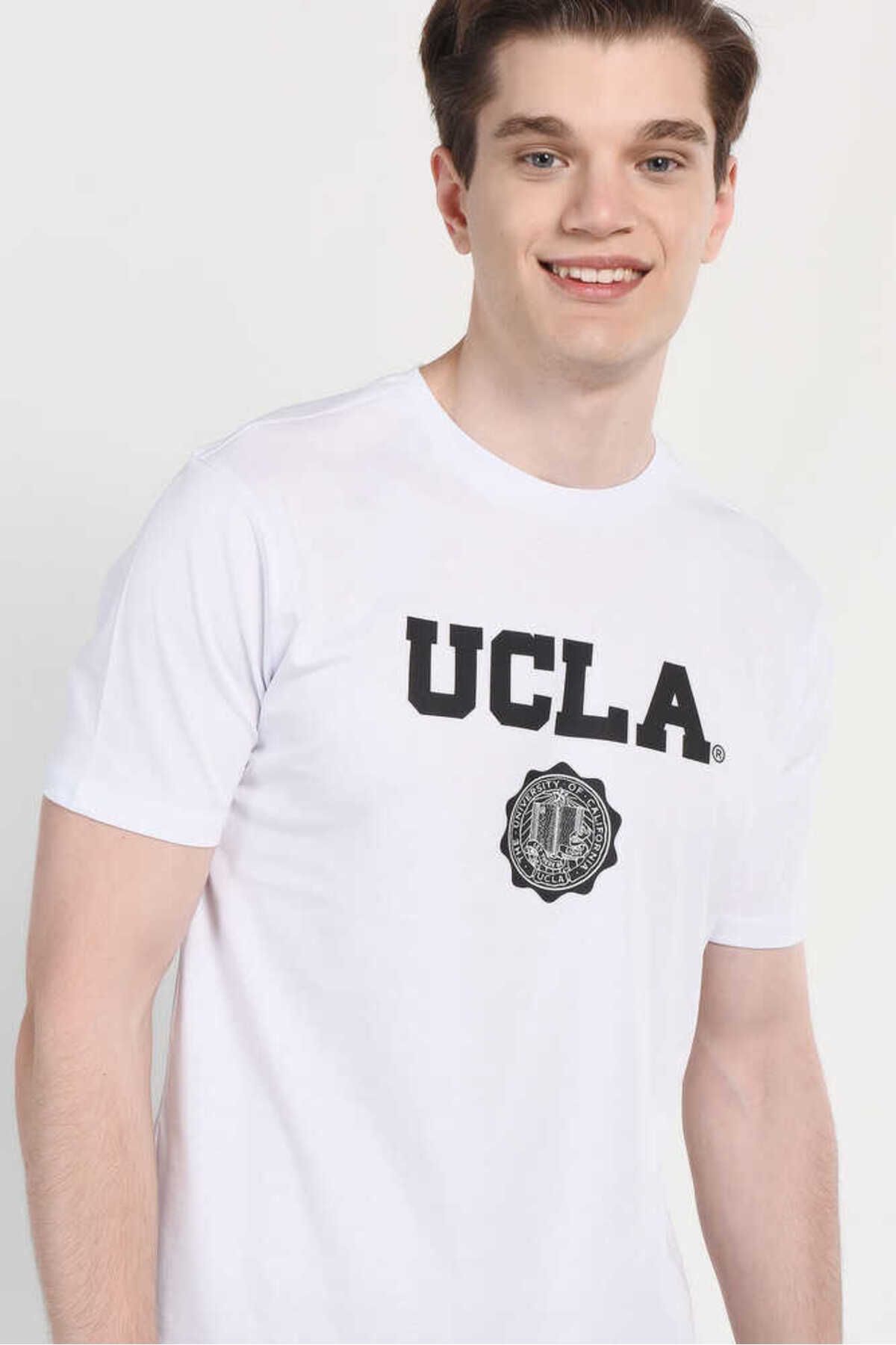 Ucla Erkek Beyaz Bisiklet Yaka Gayley T-shirt