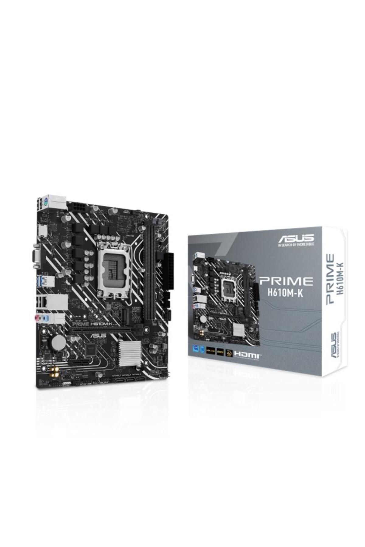 ASUS PRIME H610M-K DDR5 5600MHZ 1XVGA 1XHDMI 1XM.2 USB 3.2 MATX 1700P(13. VE 12.NESİL İŞLEMCİ UYUMLU