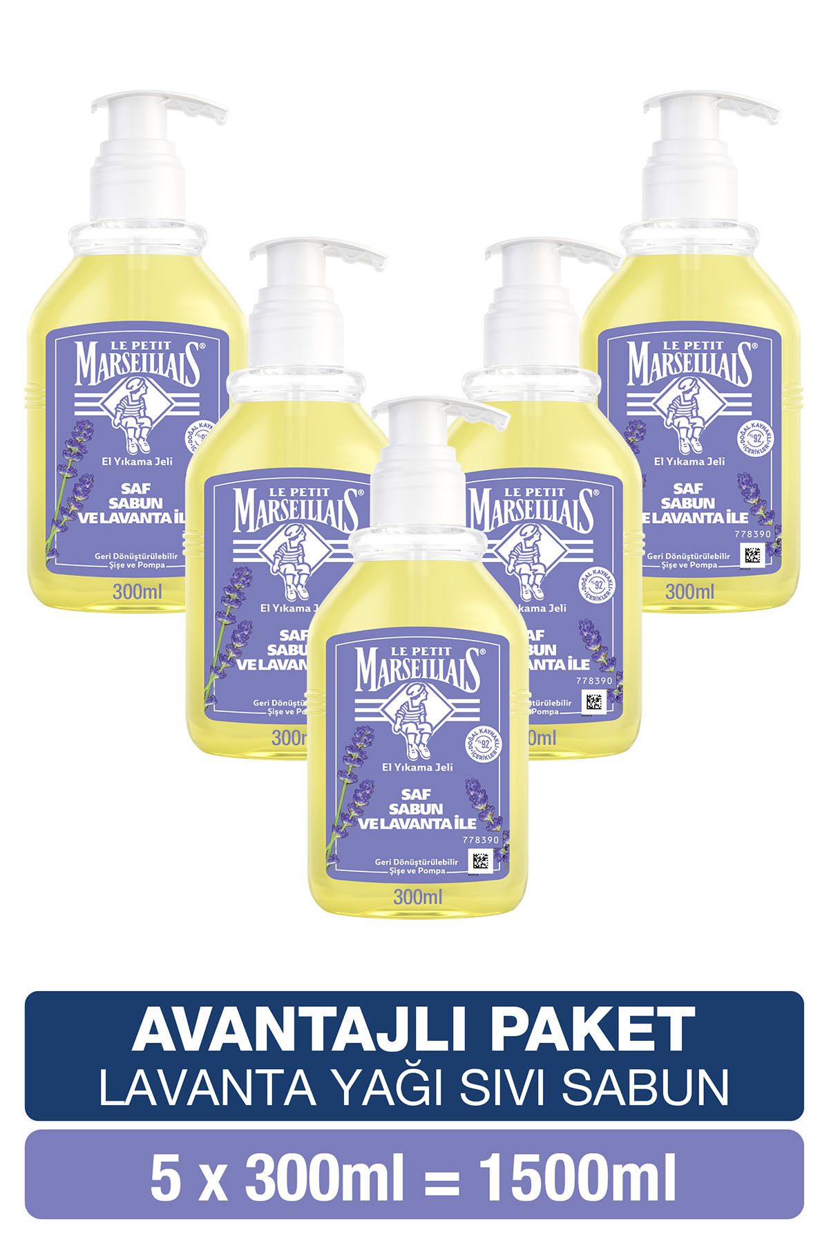Le Petit Marseillais Saf Sıvı Sabun Lavanta Yağı 300 ml X5 Avantajlı Paket