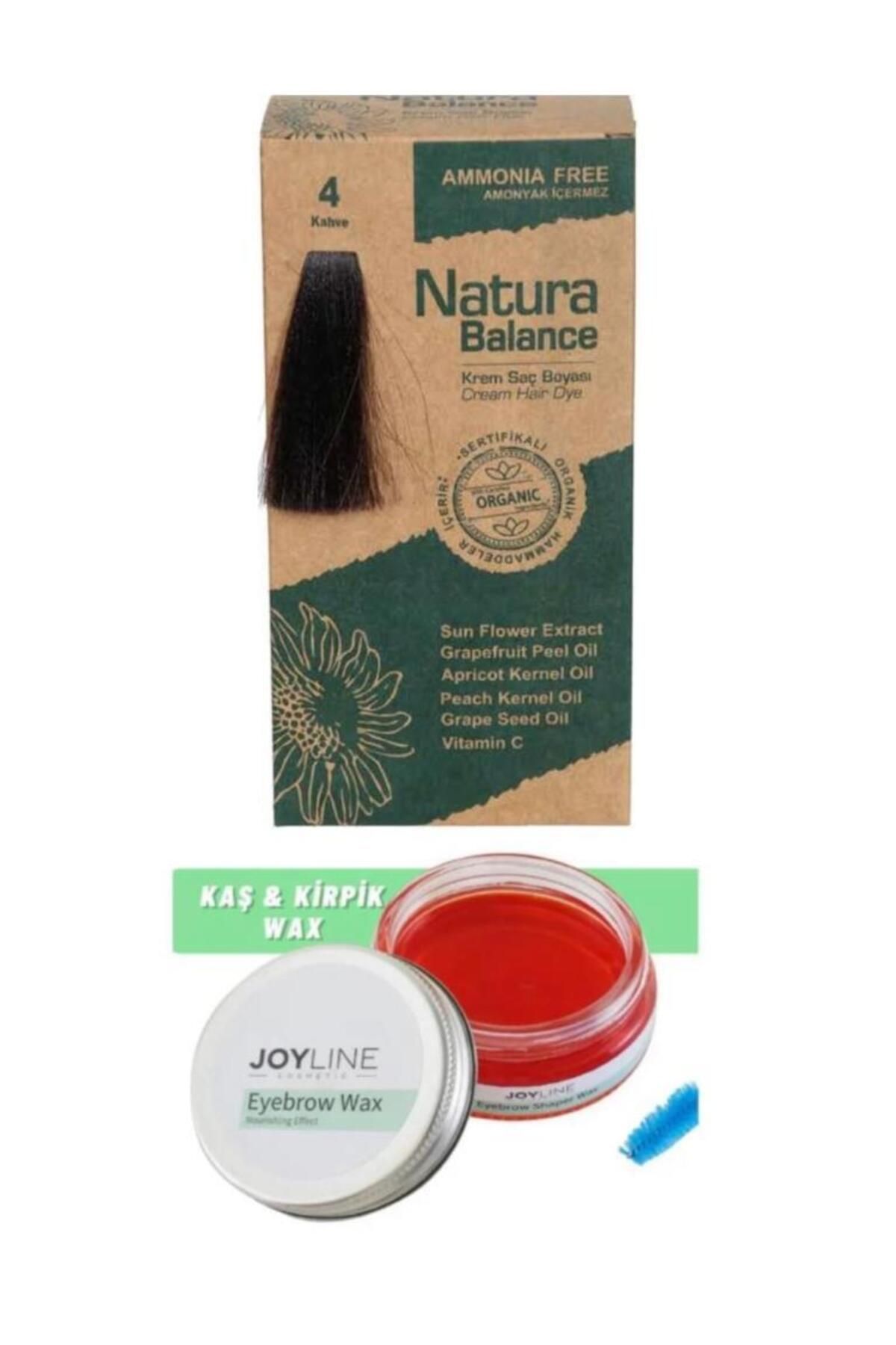NATURABALANCE Balance Saç Boyası 4 Kahve+Joy line Kaş Şekillendirici Ve Sabitleyici Wax 50ml