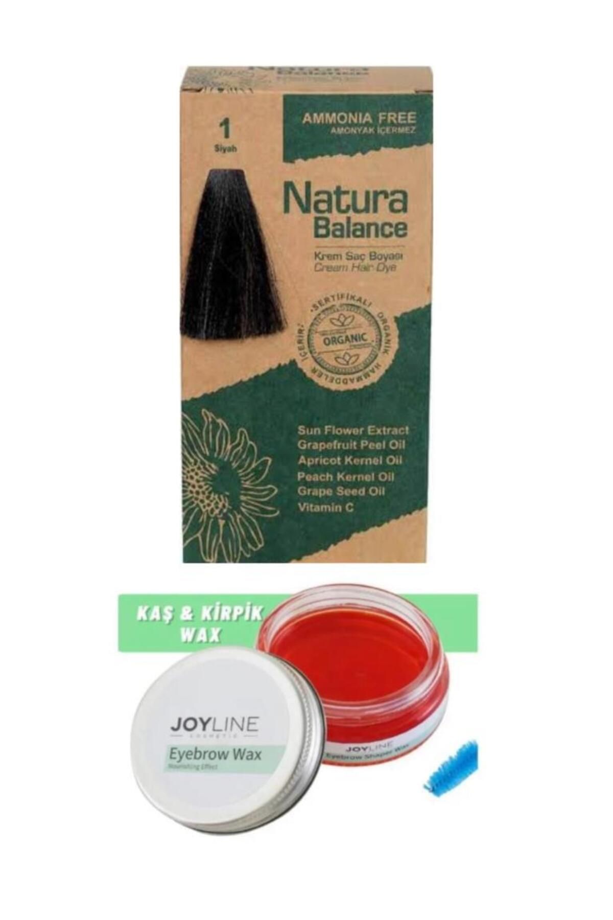 NATURABALANCE Balance Saç Boyası 1 Siyah+Joy line Kaş Şekillendirici Ve Sabitleyici Wax 50ml