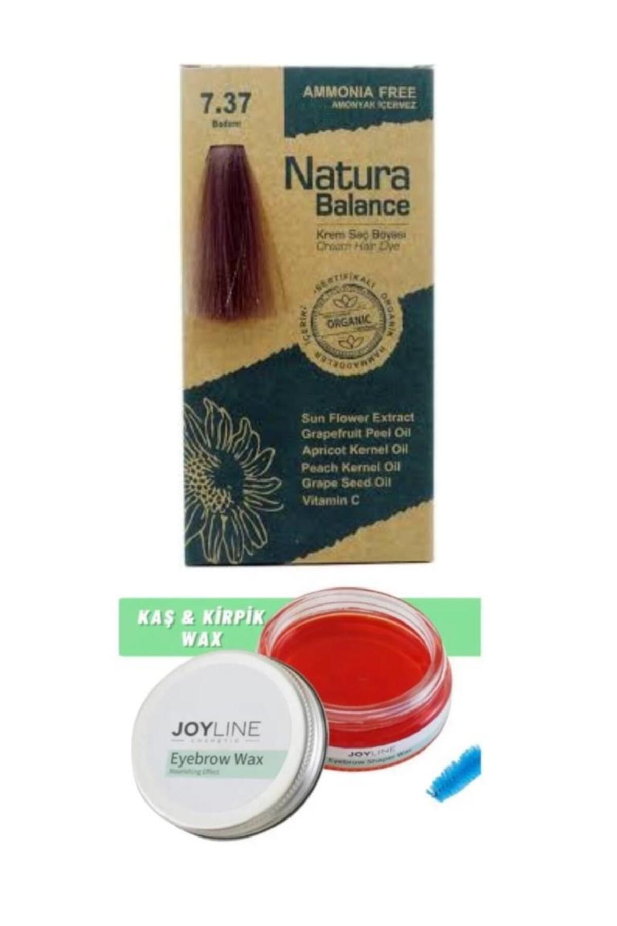 NATURABALANCE Balance Saç Boyası 7.37 Badem+Joy line Kaş Şekillendirici Ve Sabitleyici Wax 50ml
