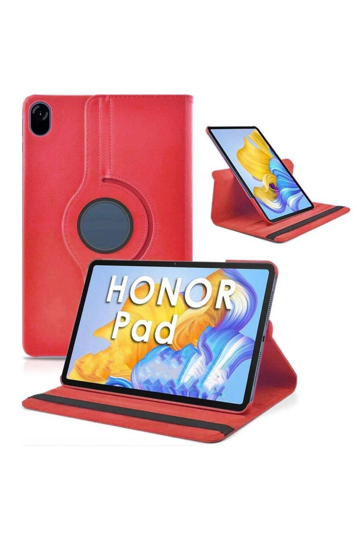 HTstore Huawei Honor X9 11.5’ Zore Dönebilen Standlı Kılıf-Kırmızı