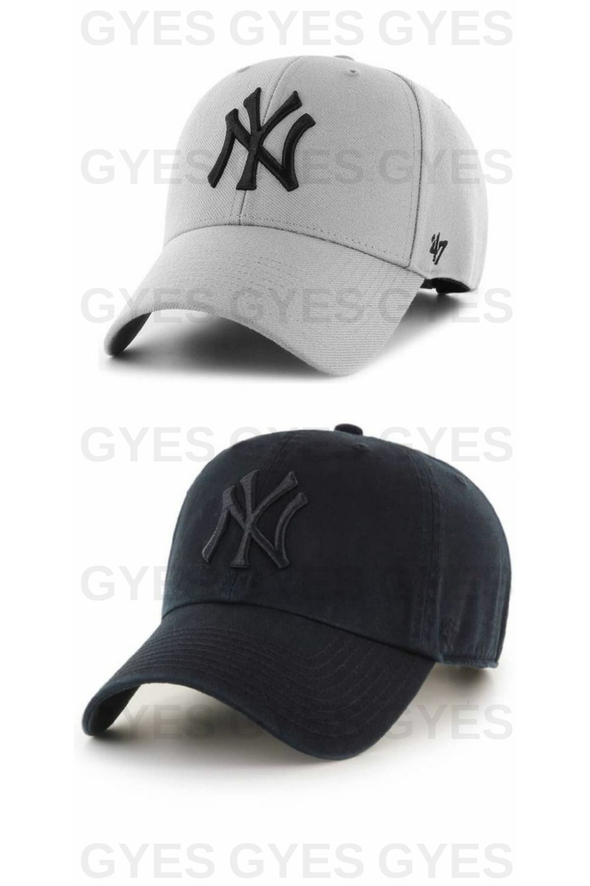 GYES Spor Ny Şapka Unisex 2'li Takım Arkası Cırtlı Ayarlanabilir