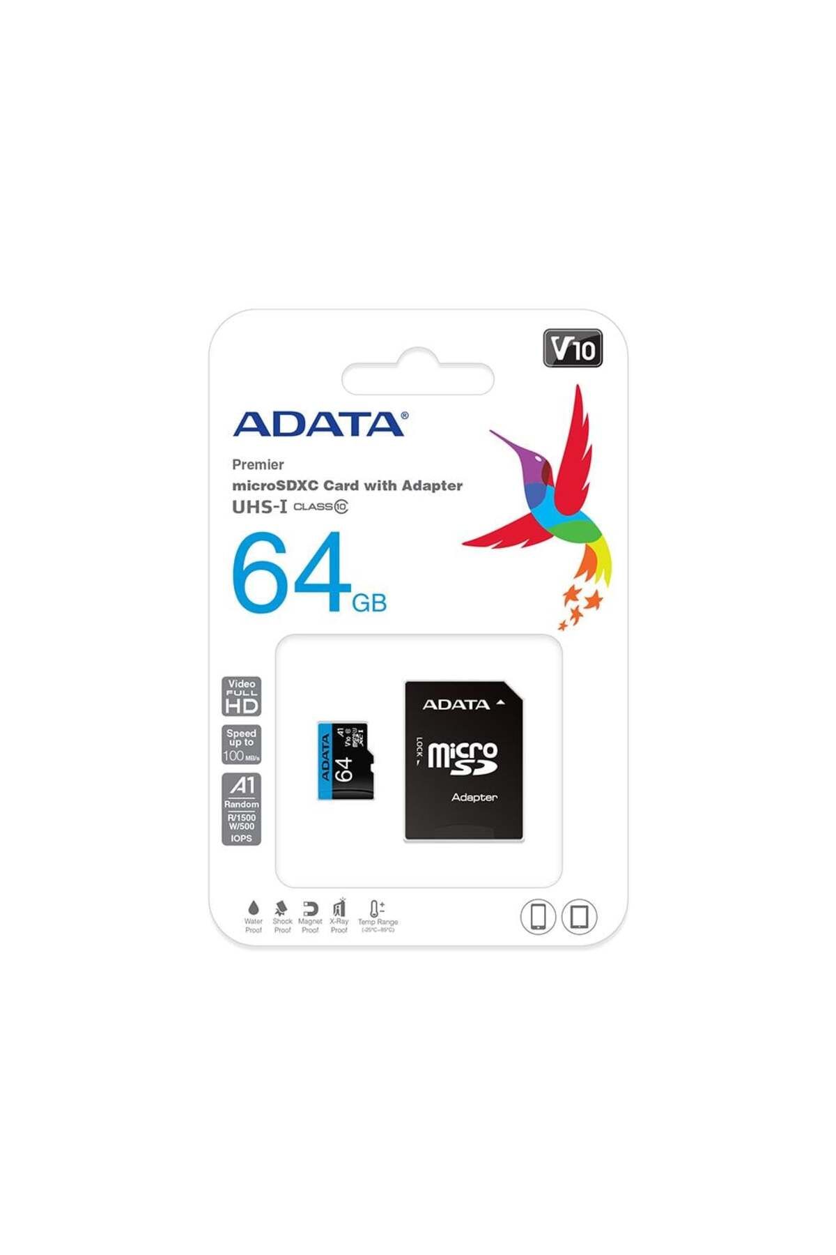 Adata Premier 64 GB Micro SD Hafıza Kartı (100MB/sn-25MB/sn)