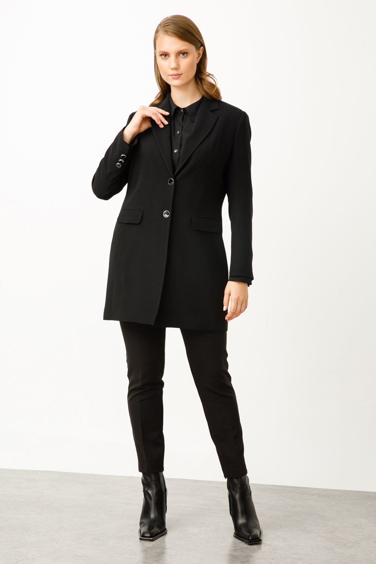 Moda İlgi Modailgi Mono Yaka Ceket Siyah