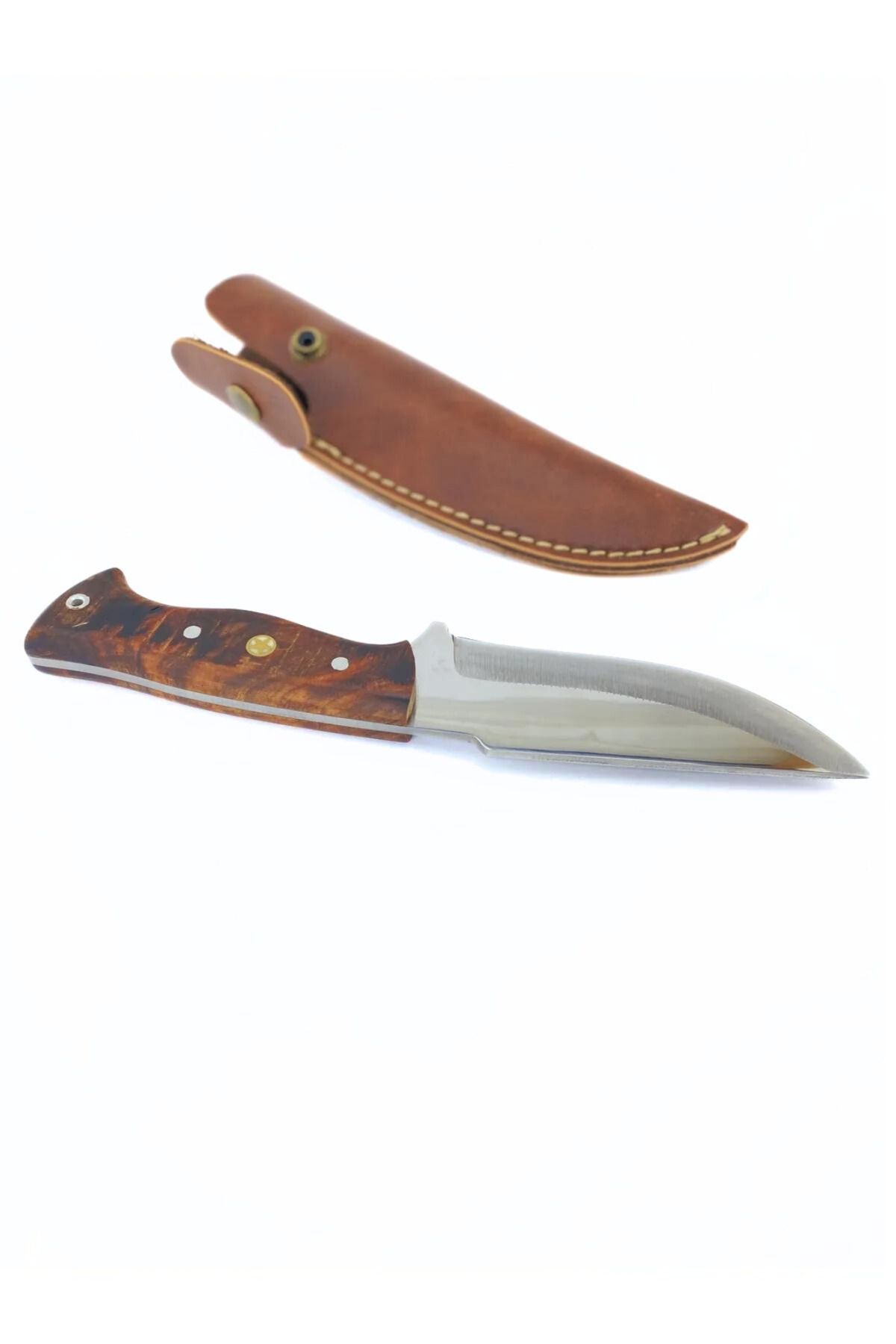 ALPHAS BUSHCRAFT Kamp Outdoor Bıçağı, 4034 Alman Serisi Paslanmaz Çelik , Özel Deri Kılıf Hediye