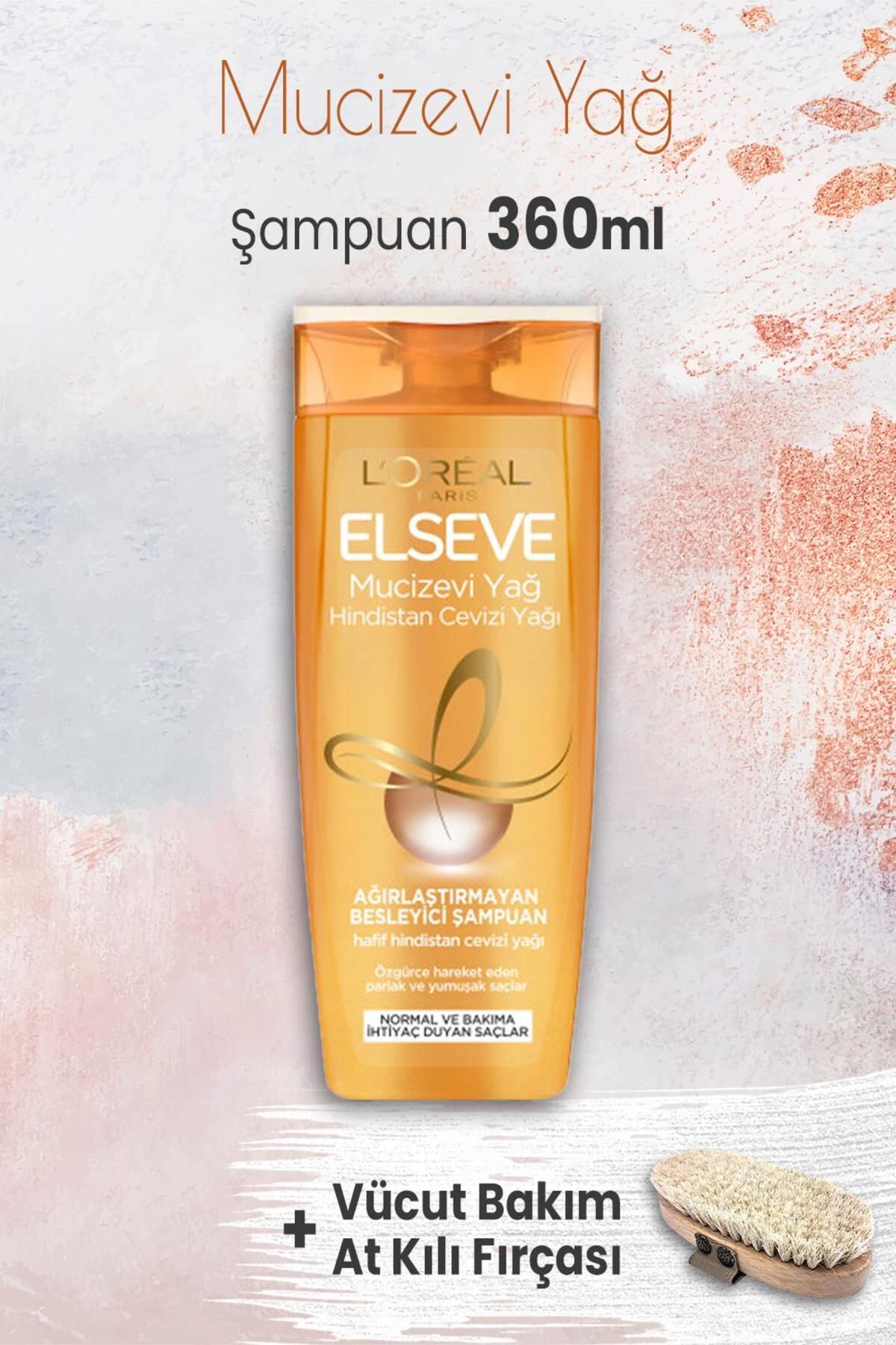 Elseve Mucizevi Yağ Şampuan Hindistan Cevizi 360 ml Ve Vücut Bakımı At Kılı Fırçası