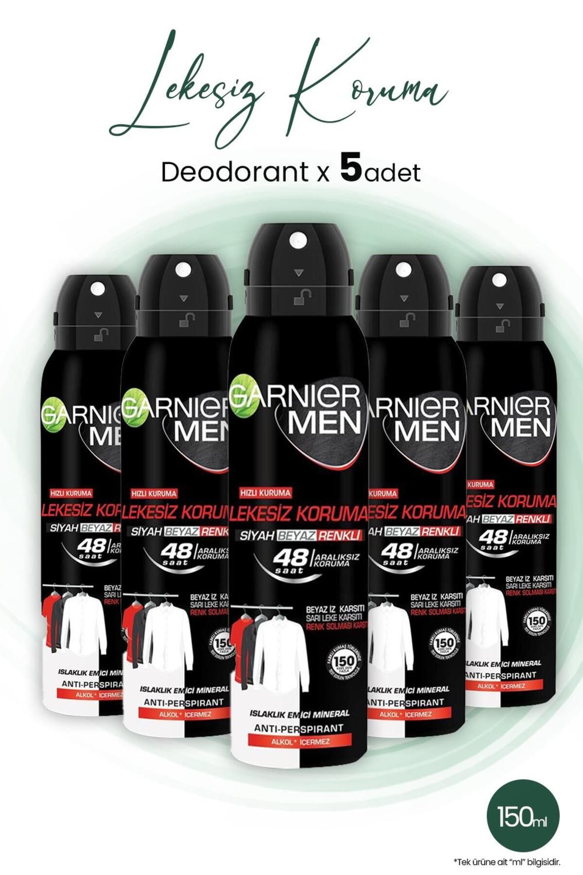 Garnier Men 48h Lekesiz Koruma Erkek Deodorant 150 ml X 5 Adet