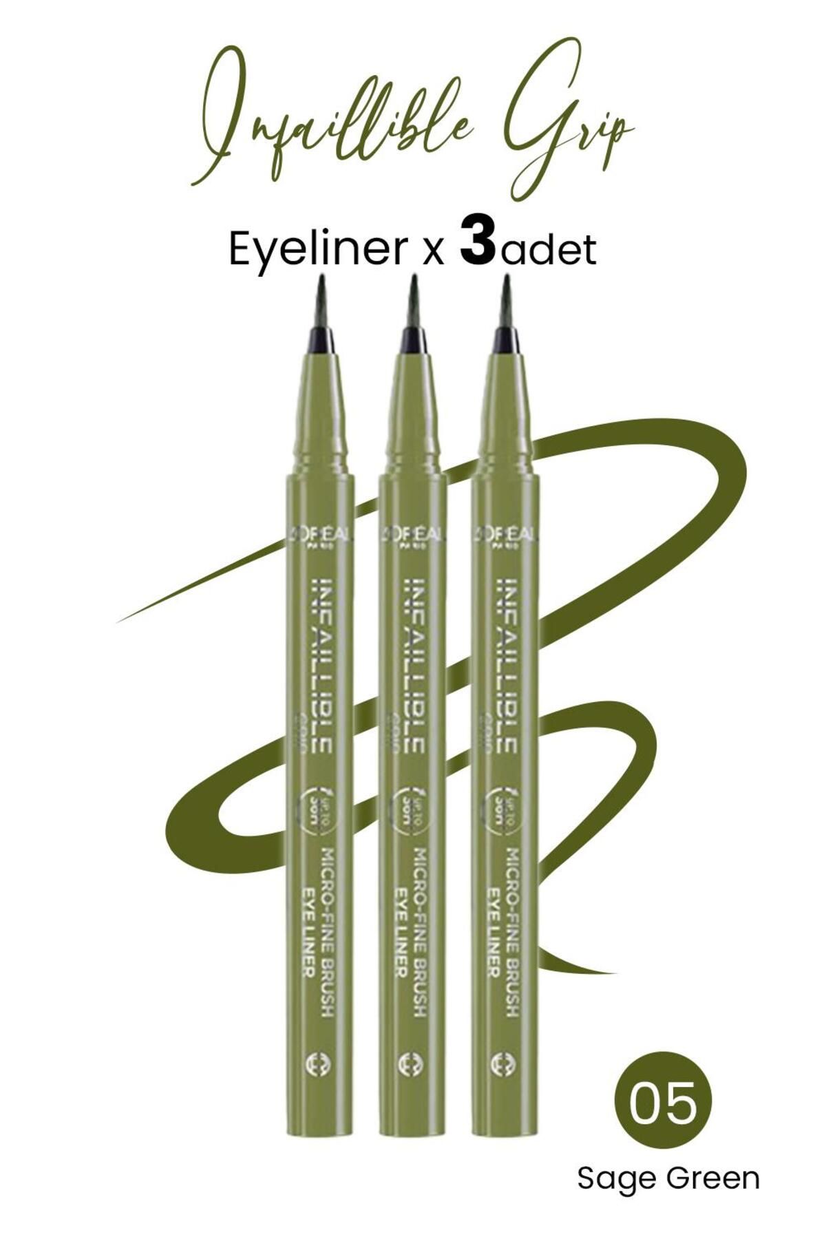 L'Oreal Paris Infaillible Grip Eyeliner 05 Sage Green X 3 Adet
