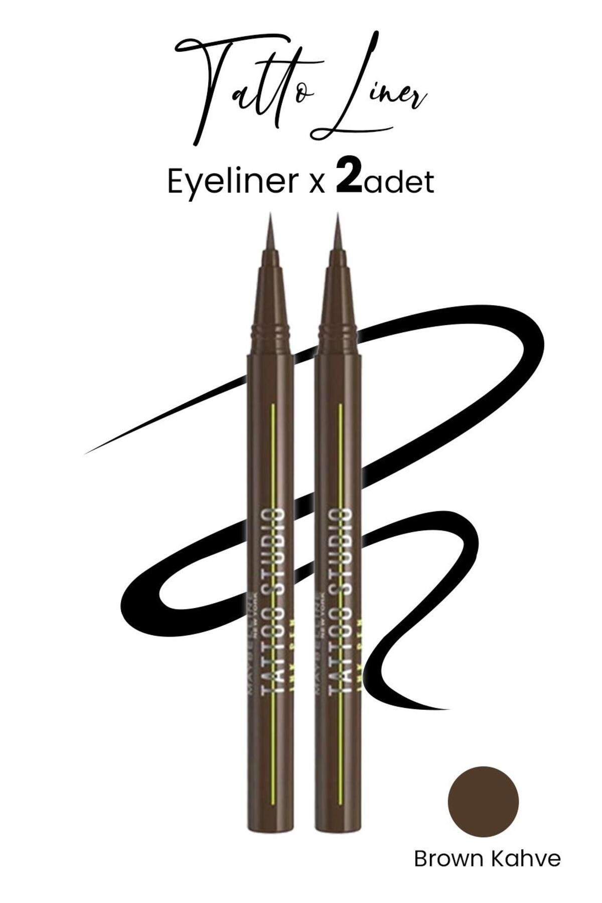 Maybelline New York Maybelline Tattoo Liner Ink Pen Eyeliner - Brown Kahve X 2 Adet