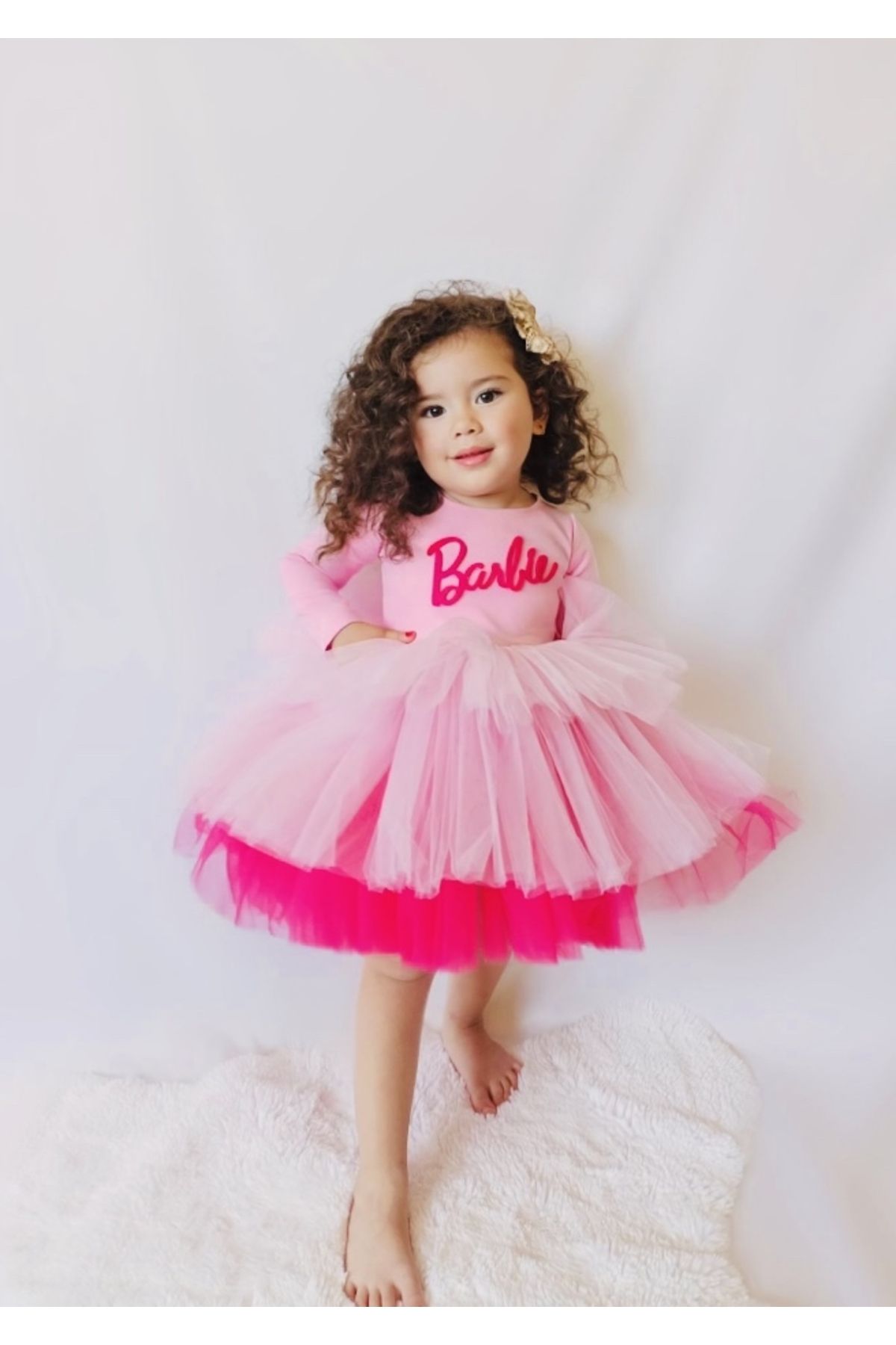 Tinypeople Kız çocuk barbie yazılı Tütü elbise