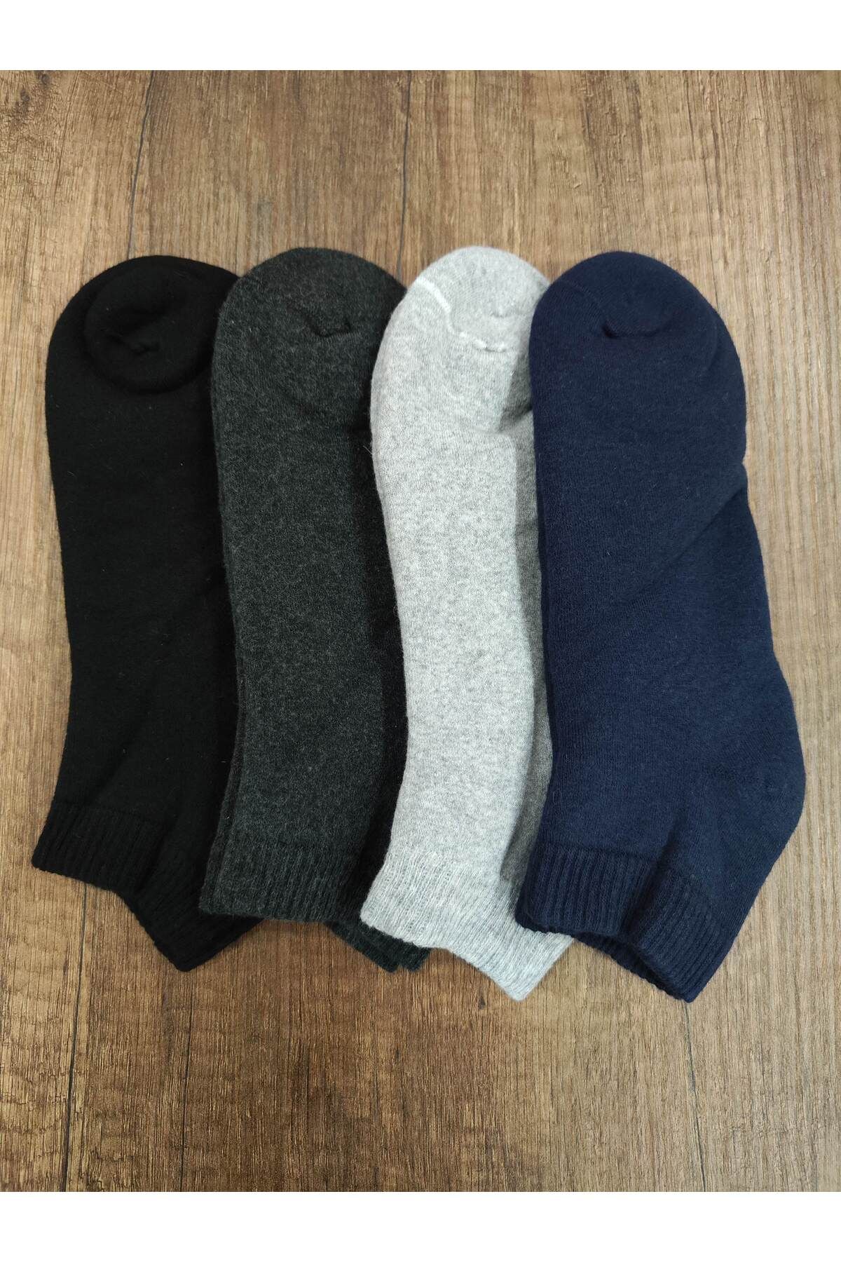 Leement socks Unisex 4 Çift Kalın Kışlık Havlu Kısa Patik Çorap