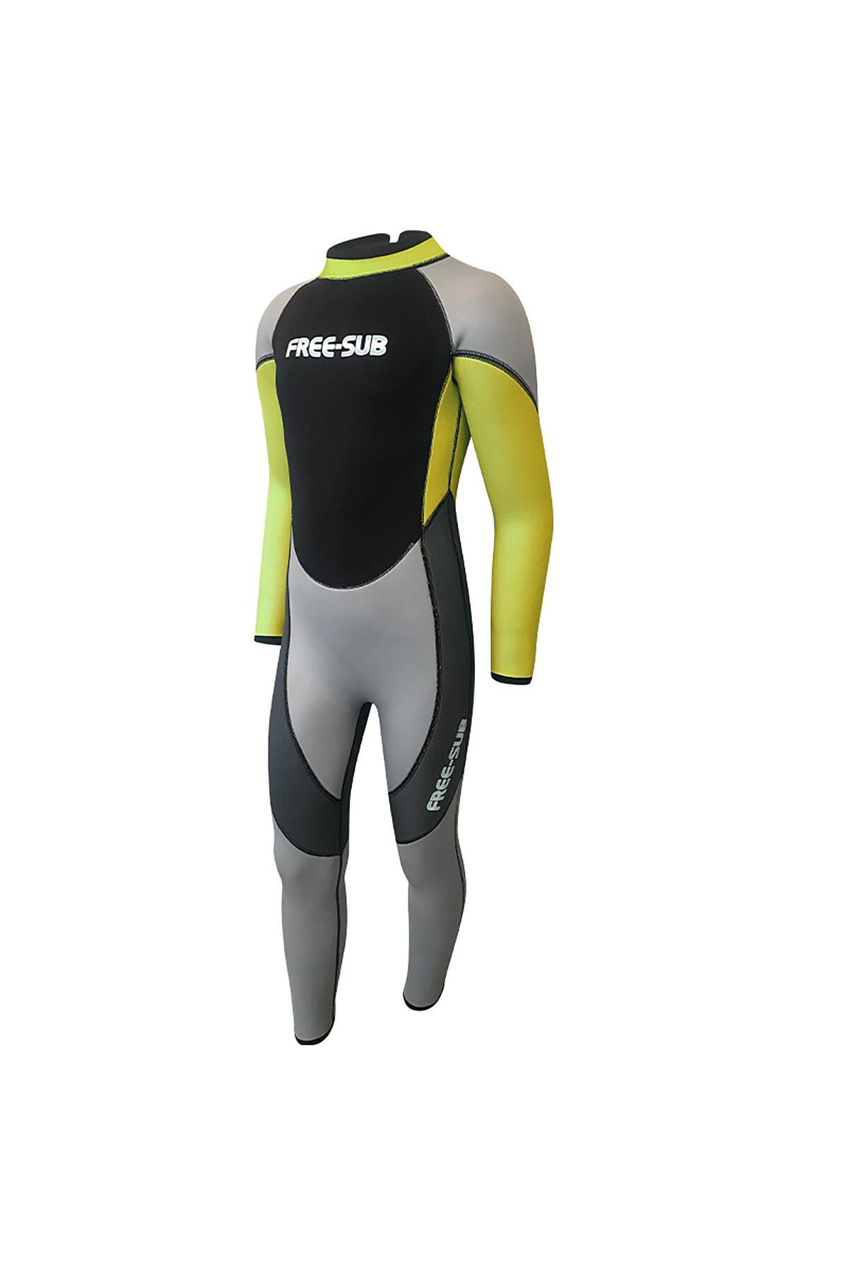 Free-Sub 5mm Çocuk Scuba Tüplü Dalış Elbisesi Wetsuit Yellow