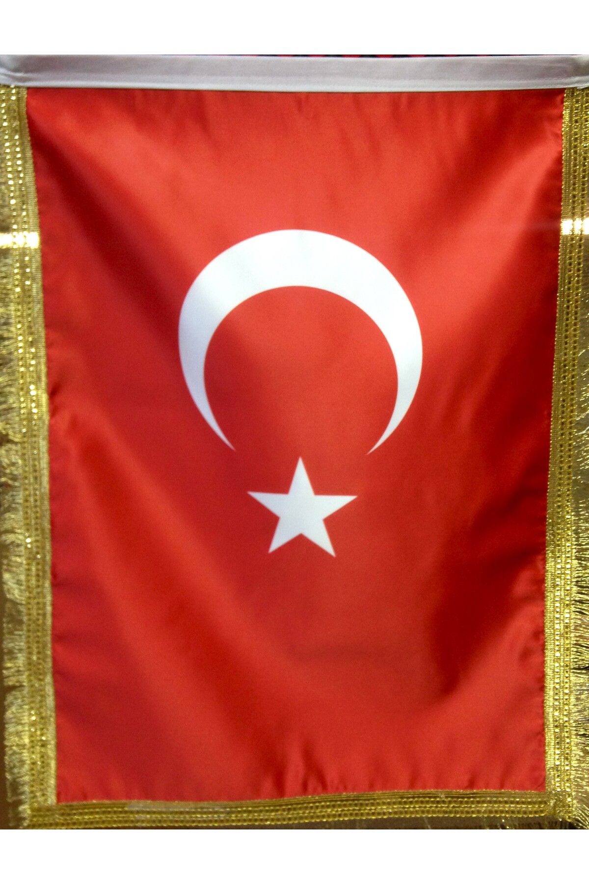 bayrakal  Türk Bayrağı , Türk Sancağı, Falama, Çift Kat Saten Simli Türk Bayrağı 50x75cm