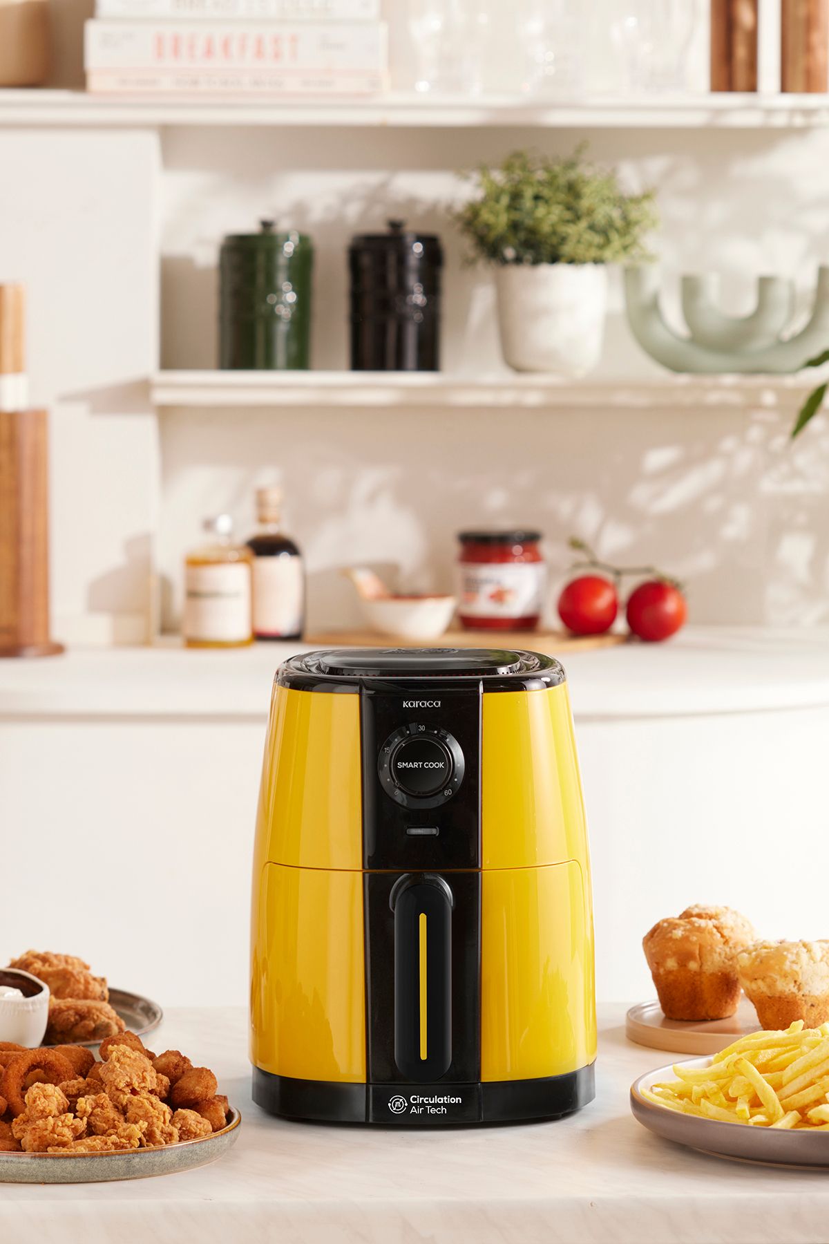 Karaca Smart Cook 60 Dakikaya Kadar Zaman Ayarlı Compact Airfryer Yellow 2 Kişilik