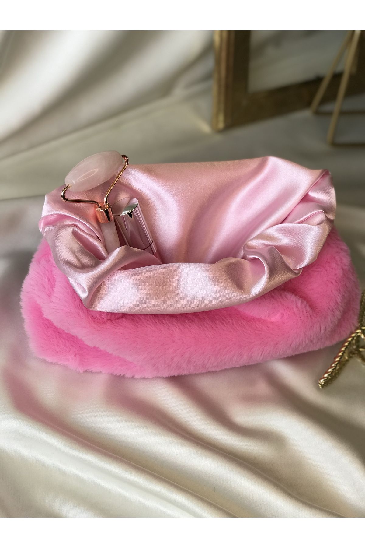 MELSEA Şeker Pembe Peluş Makyaj ve Bakım Çantası