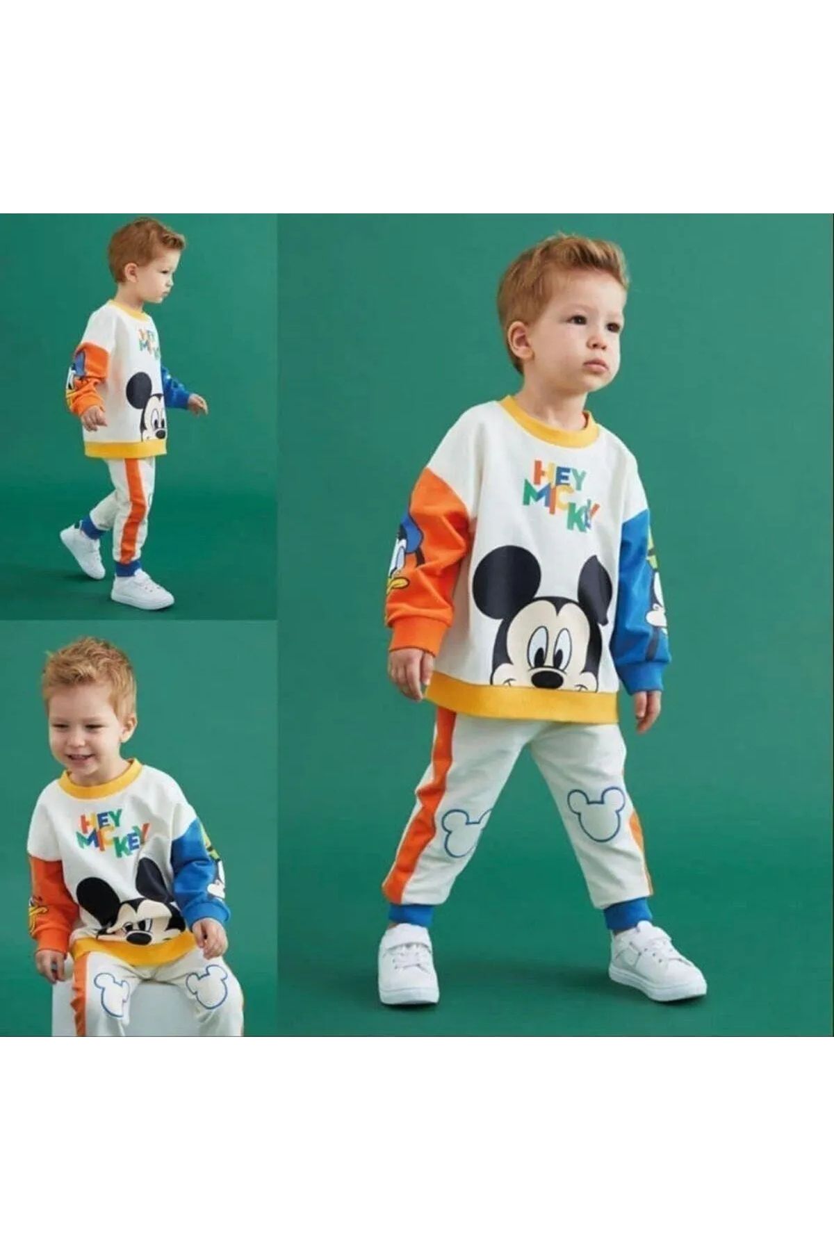 Bubito Mickey Mouse Görselli Bebek Çocuk Alt Üst Takım-beyaz