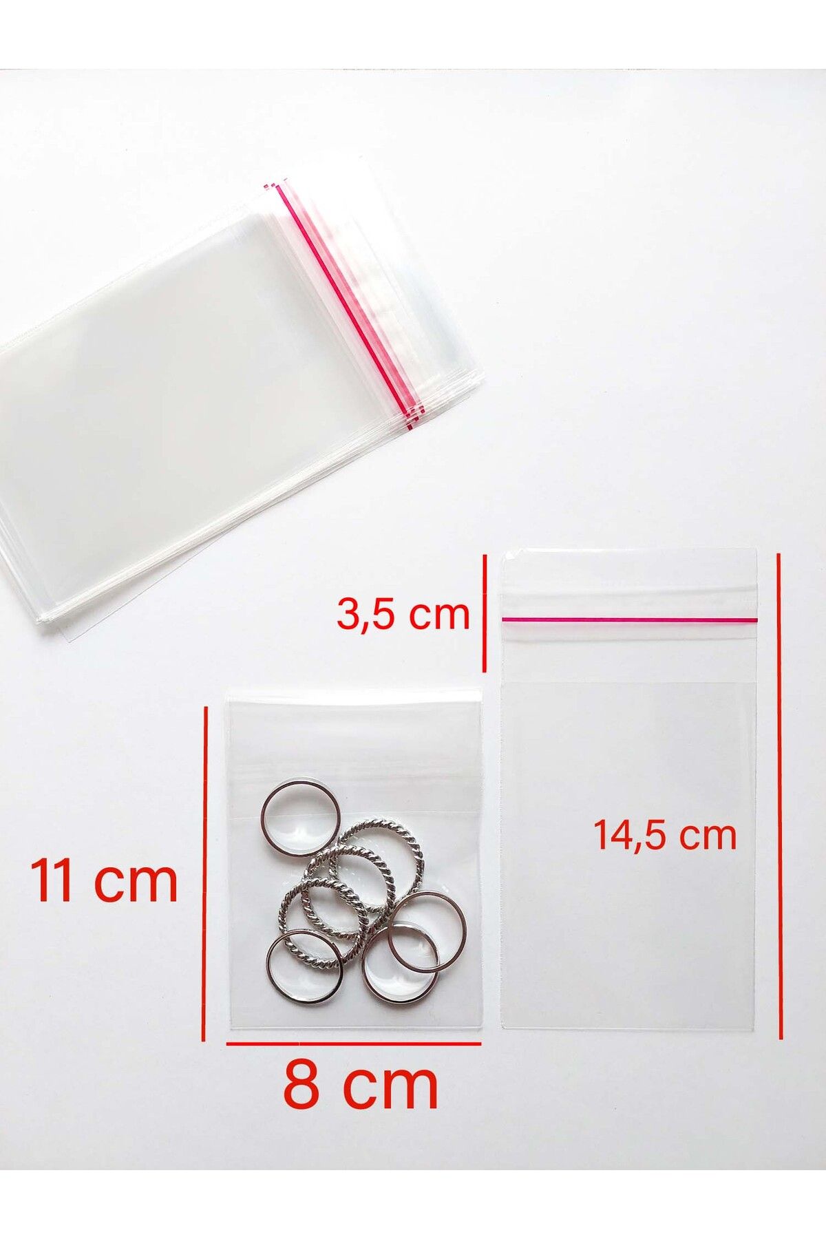 GÖKÇETasarım 8 x 15 cm Yapışkanlı Jelatin Paket *20 adet* / Şeffaf Poşet