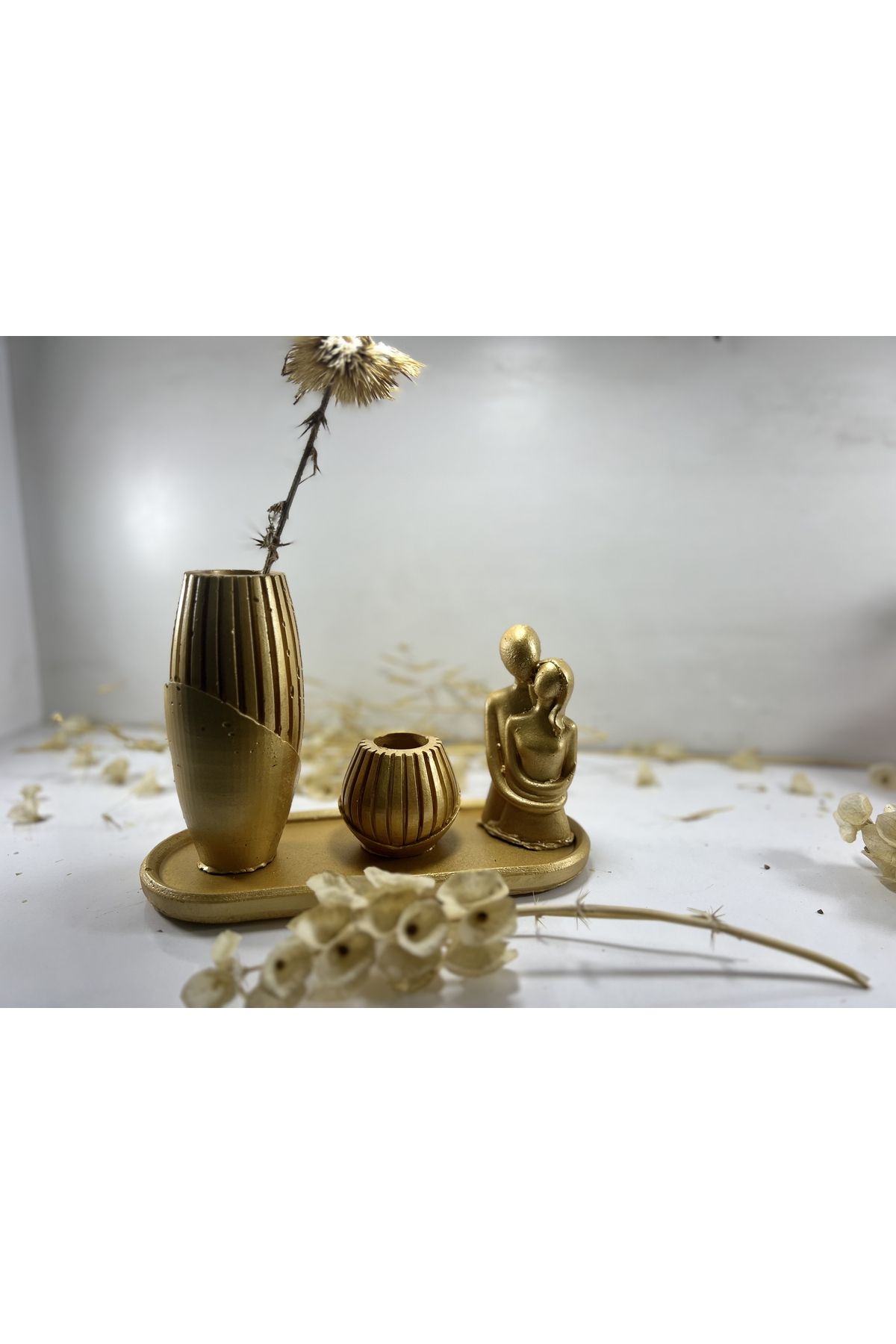 BLANJ Gold sevgili İskandinav vazo şamdan mumluk set