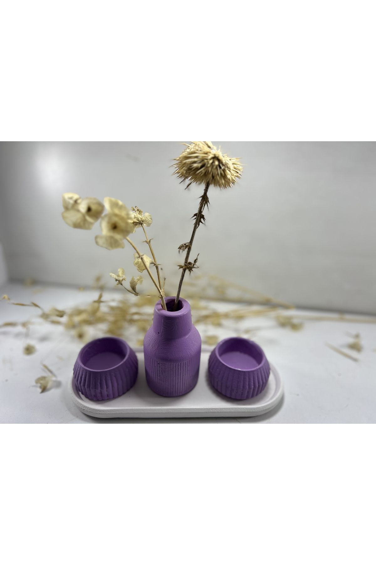 BLANJ Vazo hype mumluk ve beton tabak lila