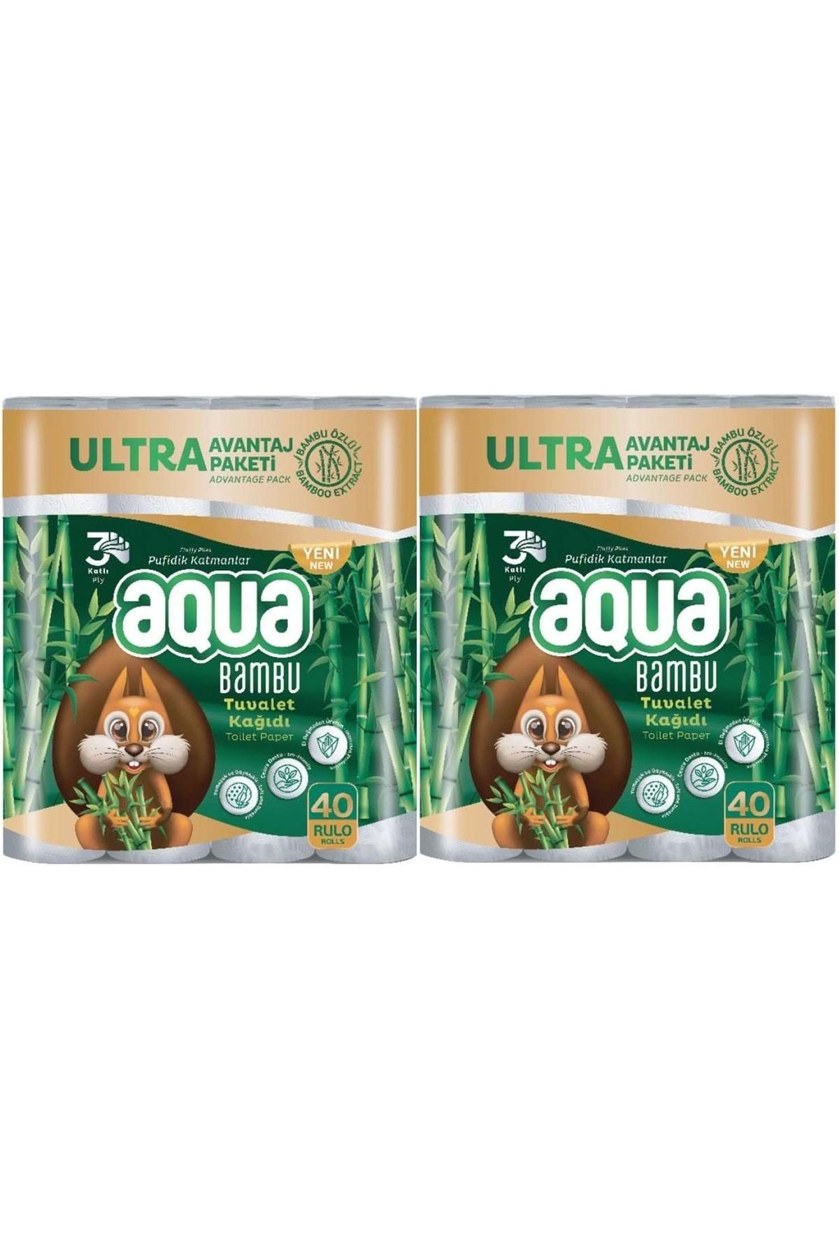 Aqua Tuvalet Kağıdı 3 Katlı 80 Li Set Bambu Ultra Avantaj Pk (2PK*40)