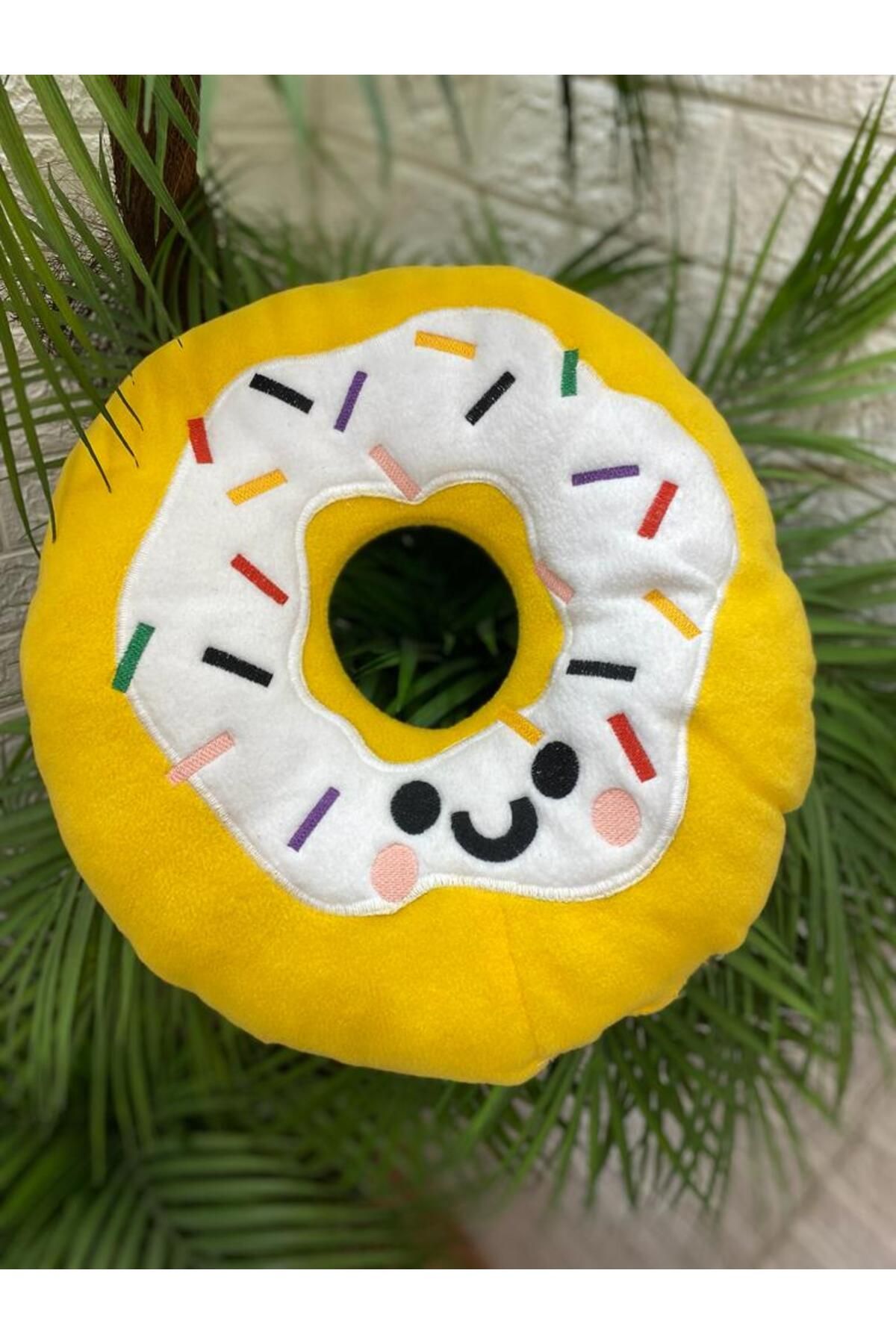 by ballı biocotton Peluş Donut Yastık Sarı Sevimli Hediyelik Seyahat Yastığı Dekoratif