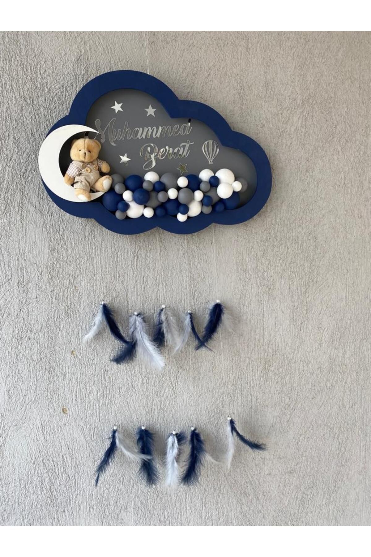Roseart Bulut Kapı Süsü Bubble Pano lavivert-gri Bebek Hastane Odası