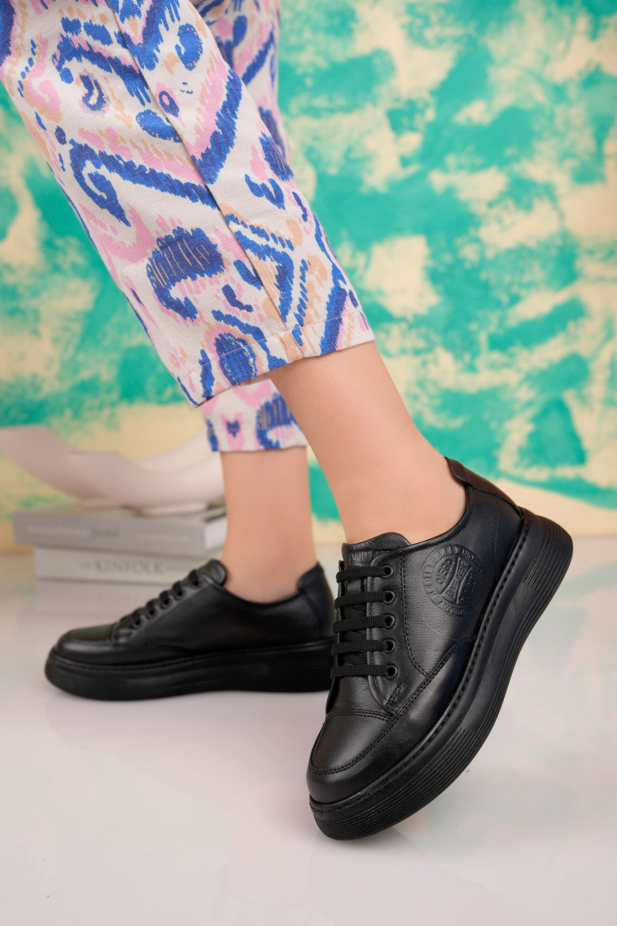 Akgün Terlik Kadın Hakiki Deri Comfort Sneaker Ayakkabı