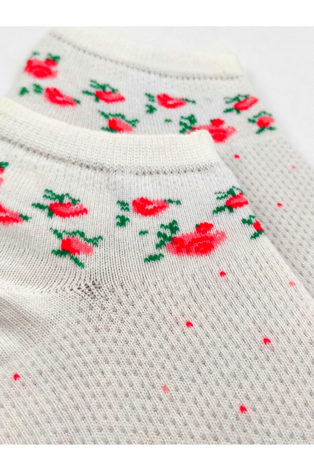 Bonapart Unisex Happy White Flower Renkli Patik Çorap