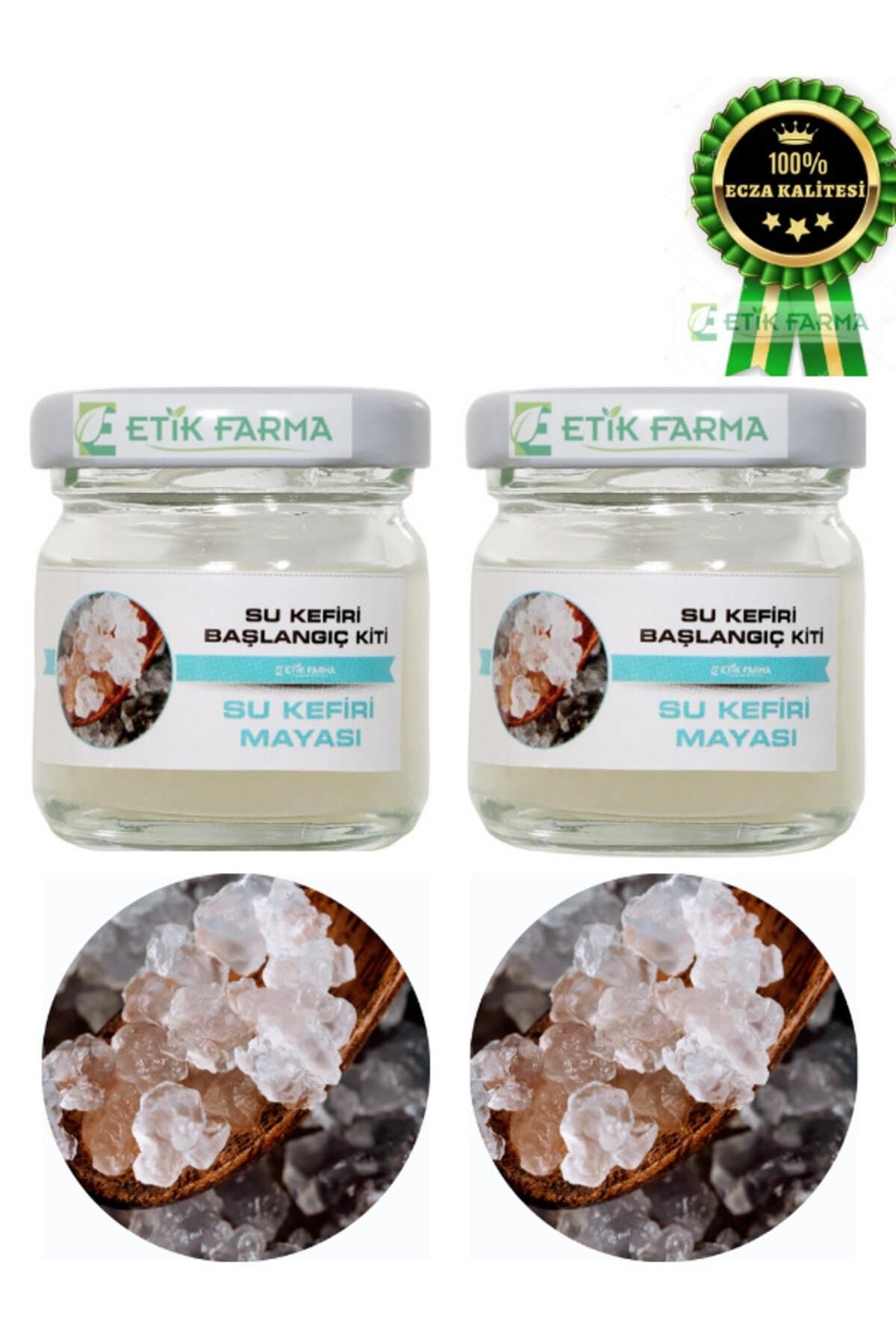 ETİK-FARMA Özel Üretim Organik Su Kefir Mayası 2 Adet [ Canlı Kefir Taneleri ]