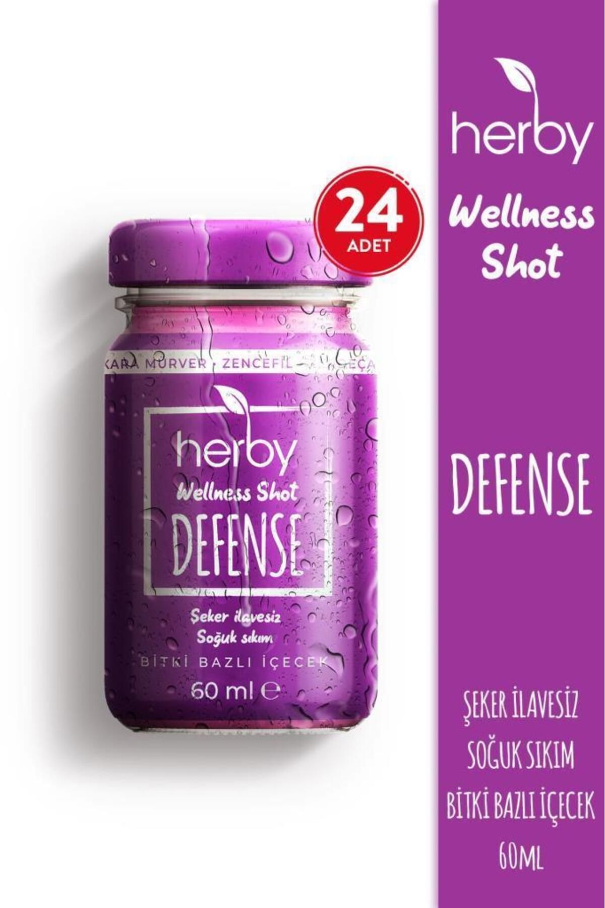 Herby Defense Shot 24'lü Paket Bağışıklık Desteği Bitki Bazlı İçecek 60 ml