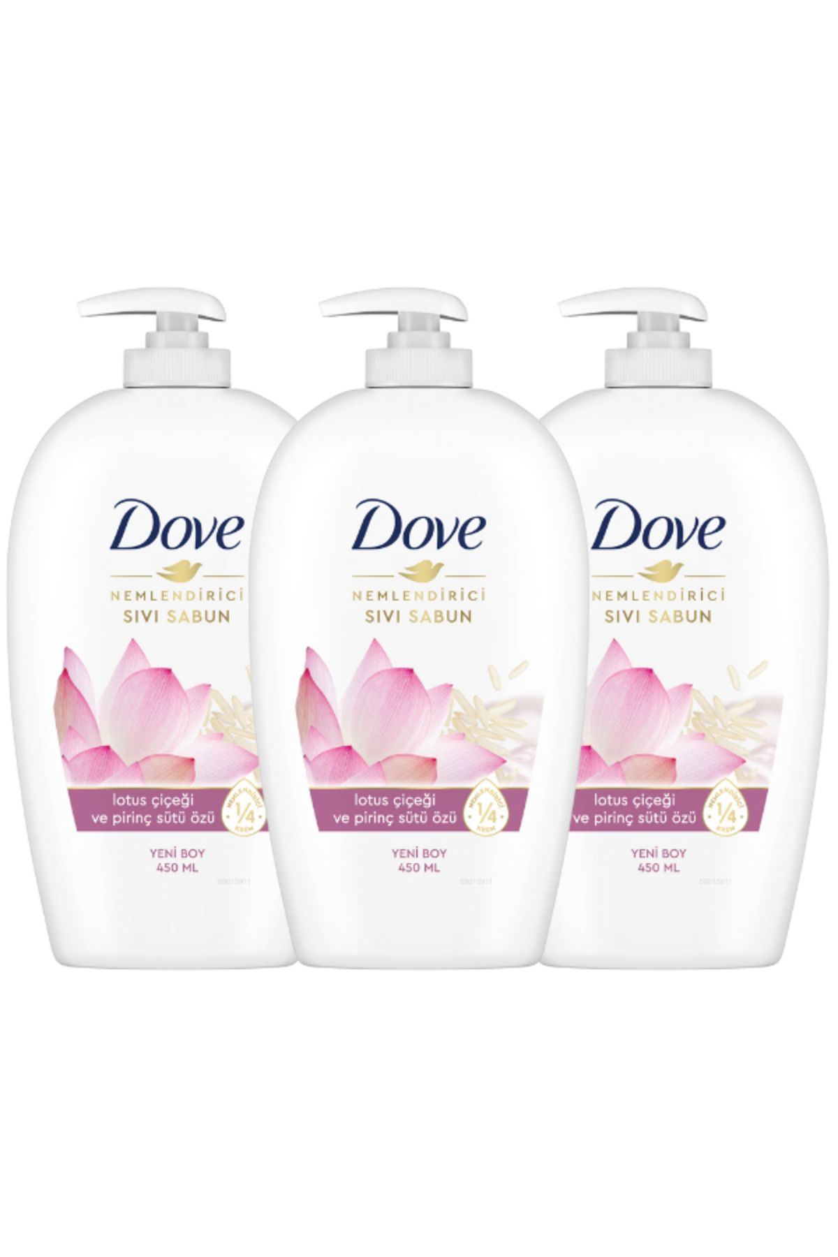 Dove Nemlendirici Sıvı Sabun Lotus Çiçeği Ve Pirinç Sütü Özü 450 Ml x 3 Adet