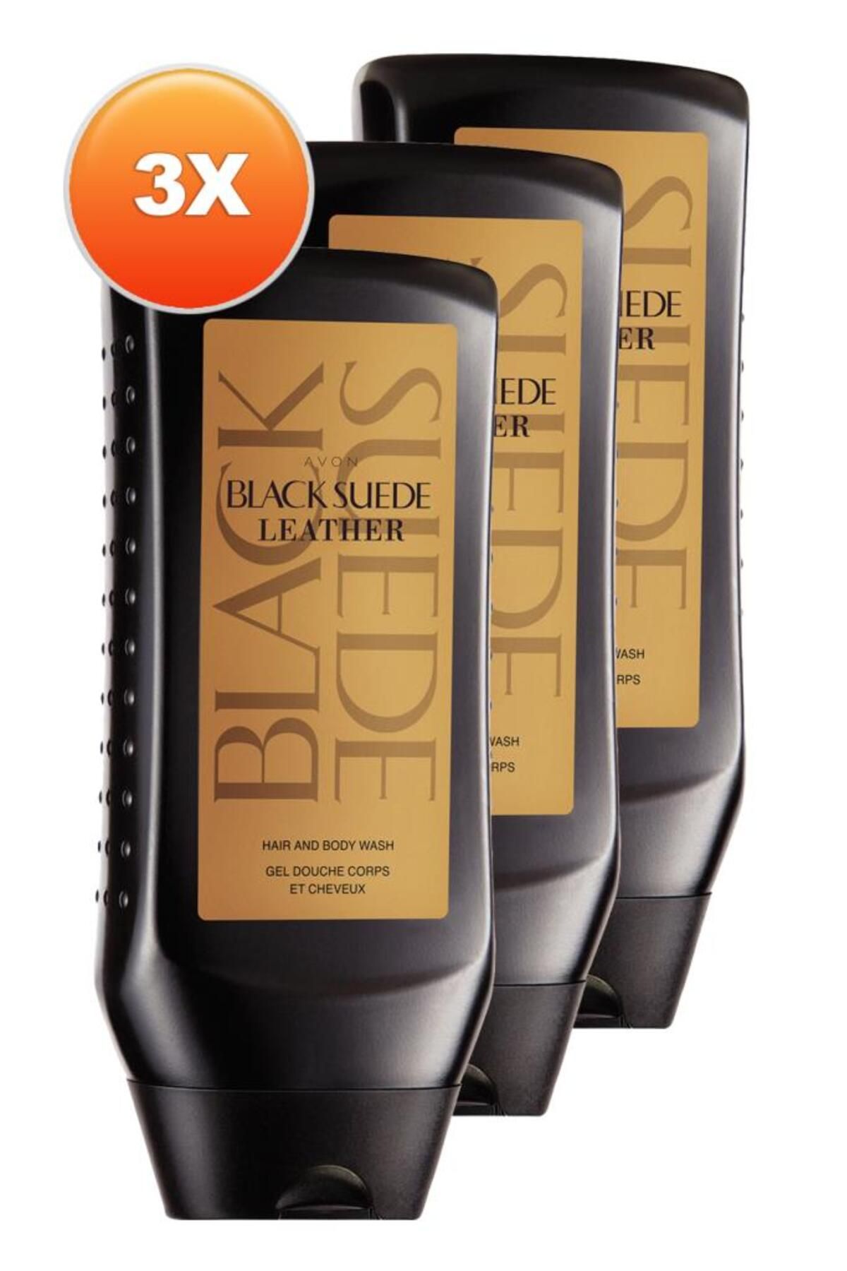Avon Black Suede Leather Erkek Saç Ve Vücut Şampuanı 250 Ml. Üçlü Set
