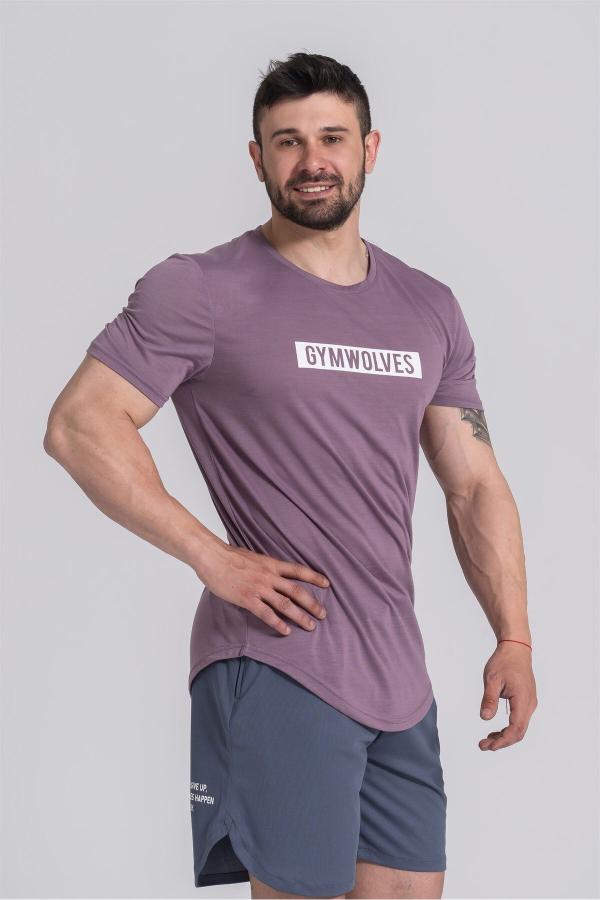 Gymwolves Erkek Spor T-shirt | Mor | Workout T-shirt |
