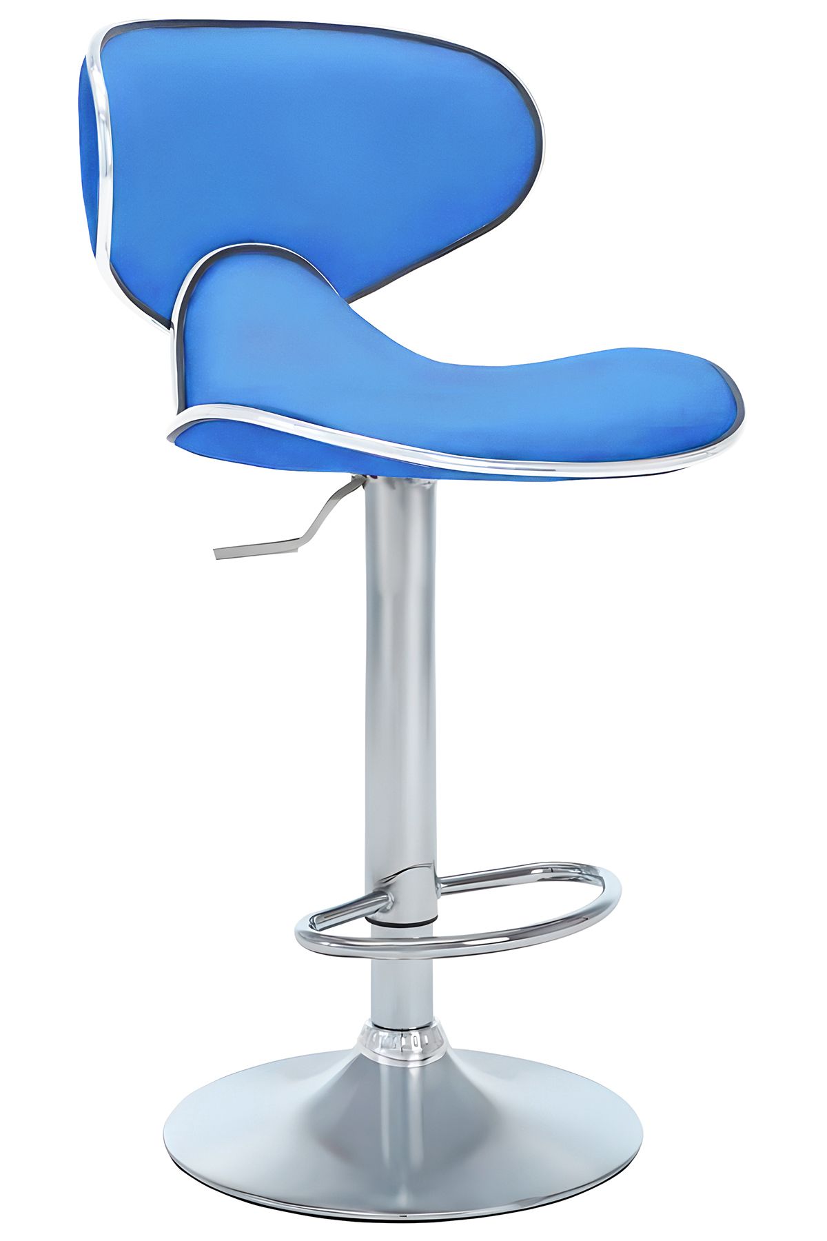 Bürocci Zen Bar Taburesi - Mavi Modern Deri Metal Ayaklı Yüksek Tezgah Sandalyesi - 9549s0514