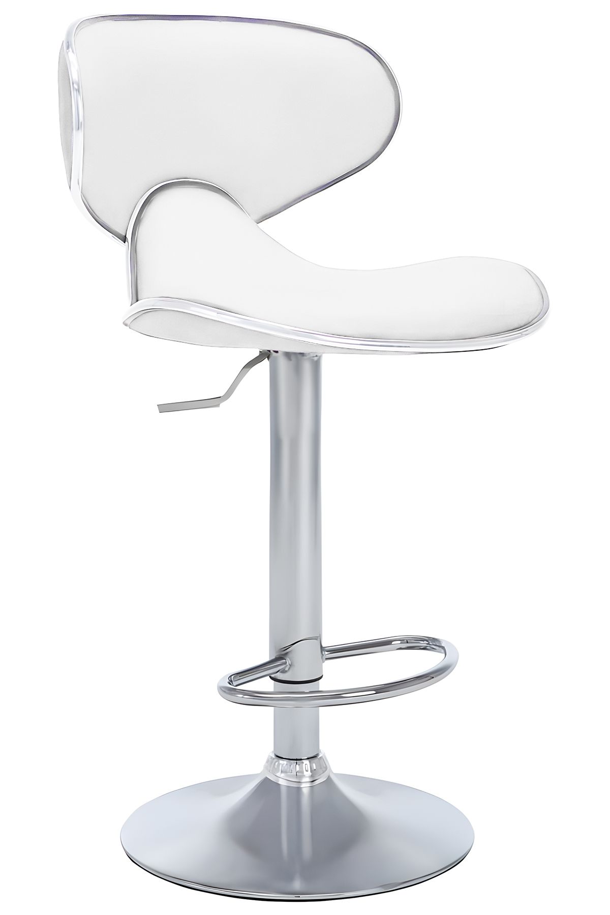 Bürocci Zen Bar Taburesi - Beyaz Modern Deri Metal Ayaklı Yüksek Tezgah Sandalyesi - 9549s0486