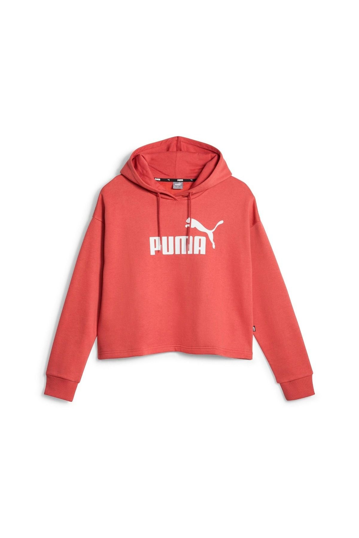 Puma Essentials Cropped Logo Fl Kadın Kırmızı Kapüşonlu Sweatshirt