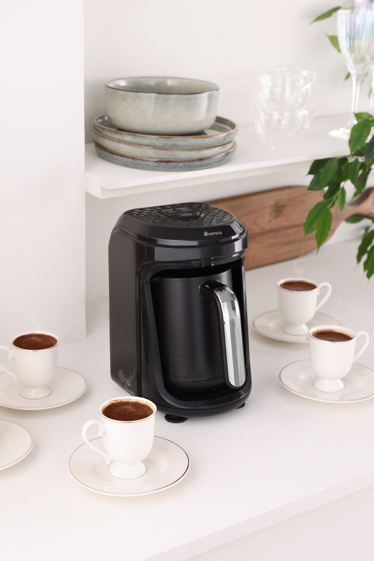 Karaca Hatır Hüps Quartz Közde, Sütlü Içecek Hazırlama Türk Kahve Makinesi 5 Fincan Kapasiteli Black Chrome