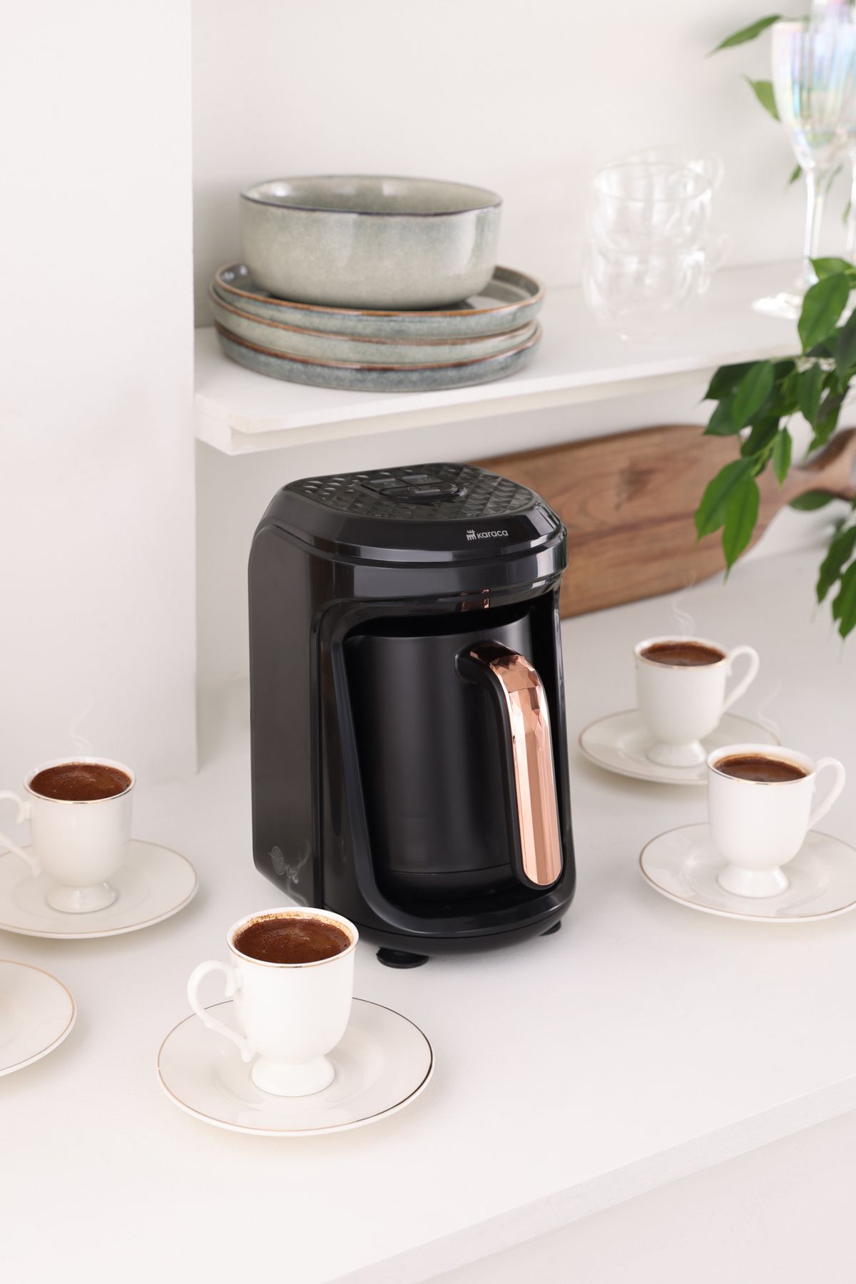 Karaca Hatır Hüps Quartz Közde, Sütlü Içecek Hazırlama Türk Kahve Makinesi 5 Fincan Kapasiteli Black Copper