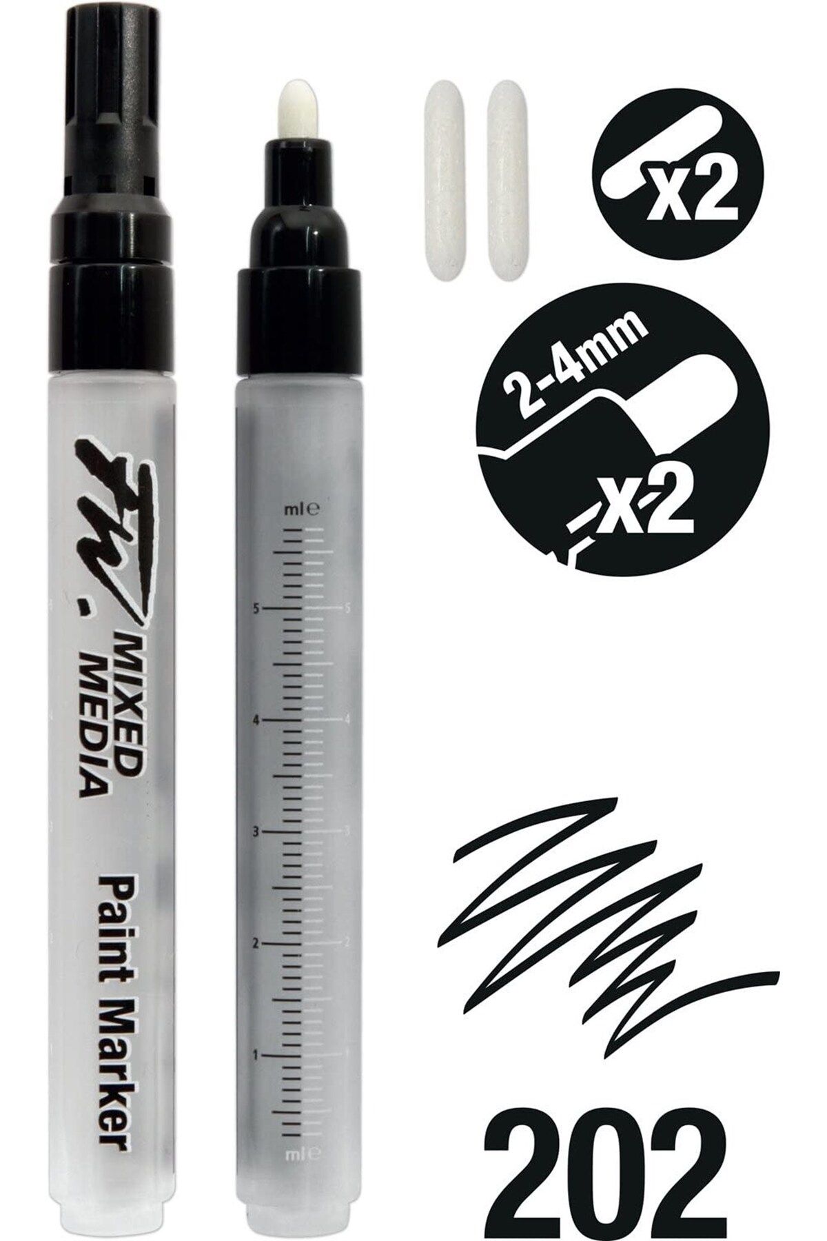 Daler Rowney FW Mixed Media Paint Marker Sets 202 2-4mm Yuvarlak Uç (M)
