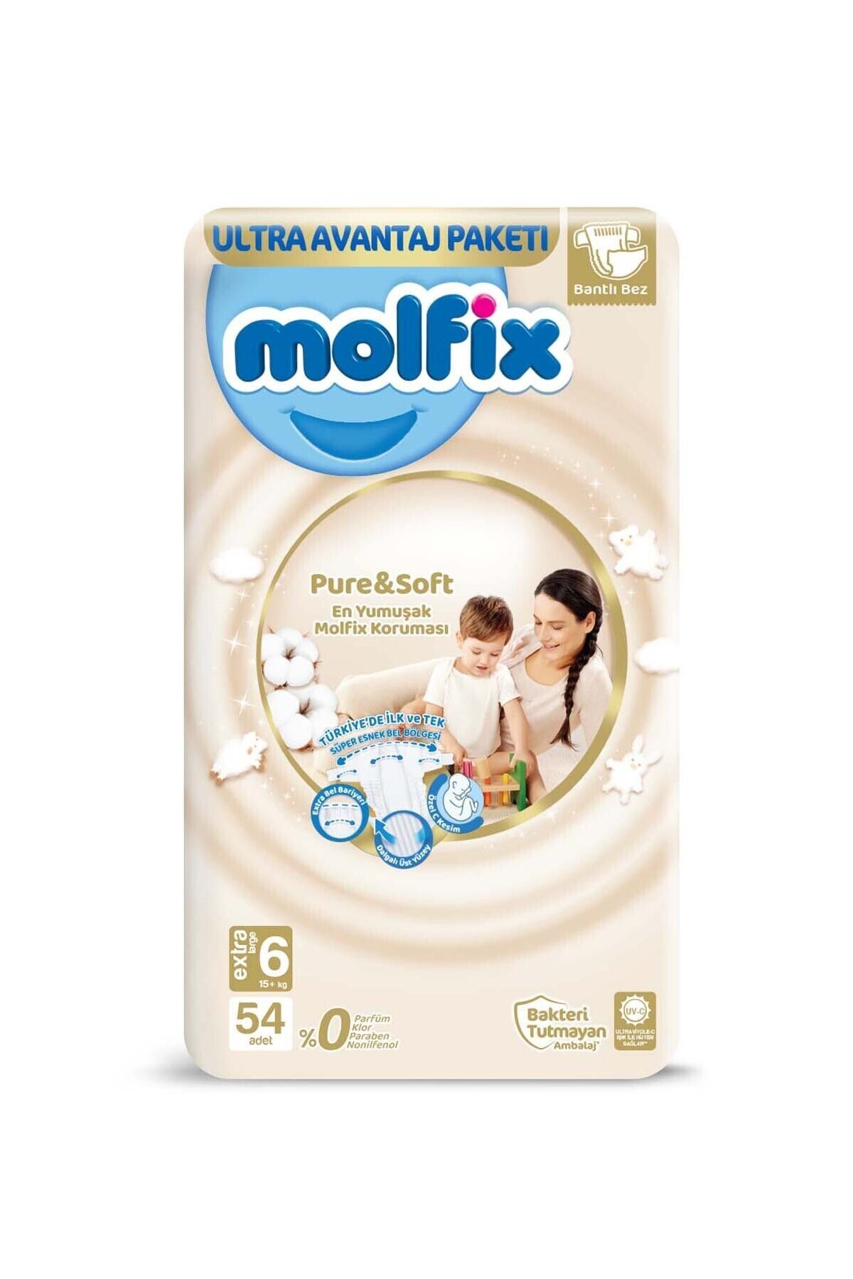 Molfix Pure&Soft Extra Large 6 Beden Bebek Bezi 54'lü