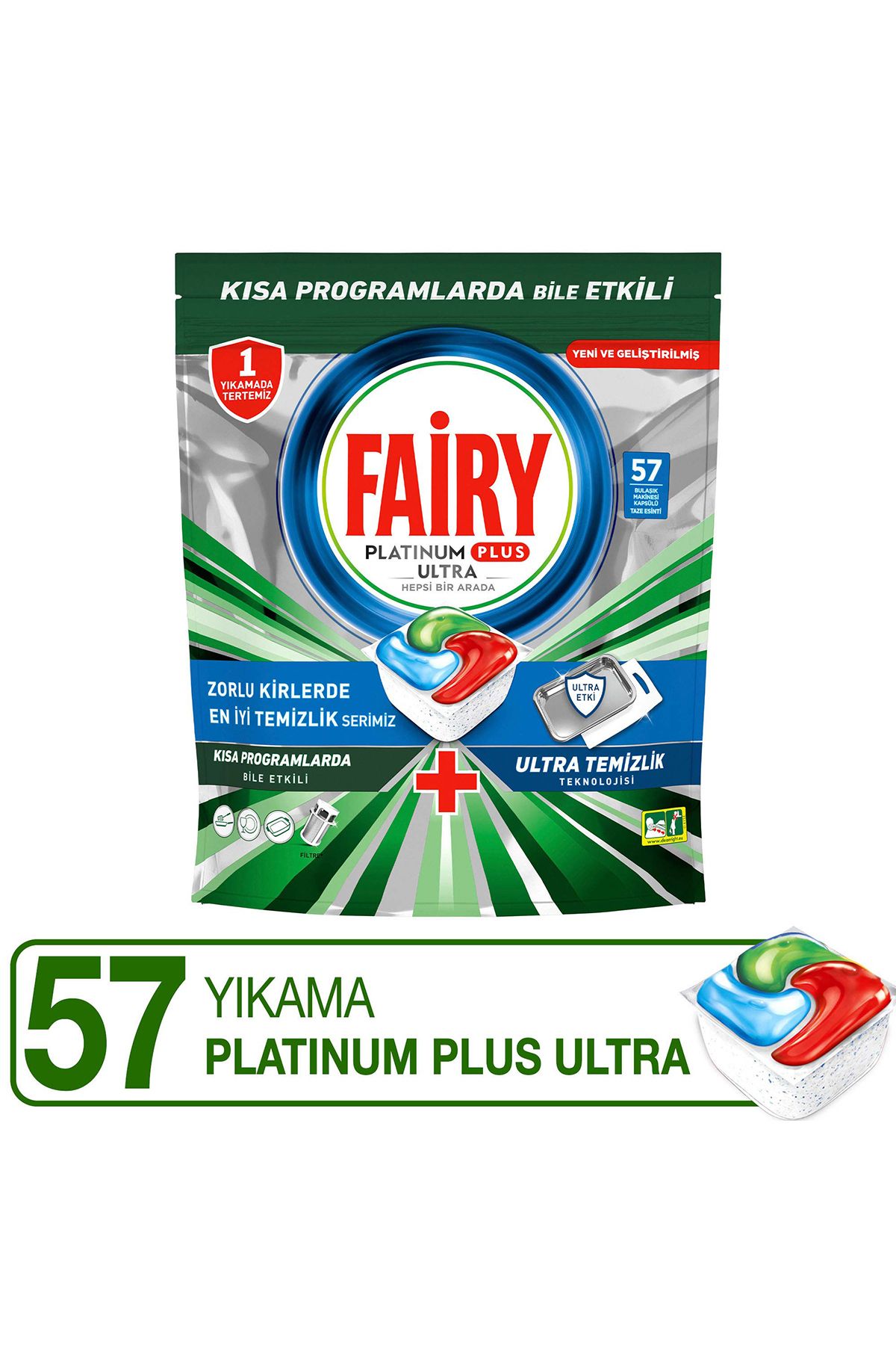Fairy Platinum Plus Ultra Temizlik Bulaşık Makinesi Deterjanı Kapsülü 57 Yıkama Limon Kokulu